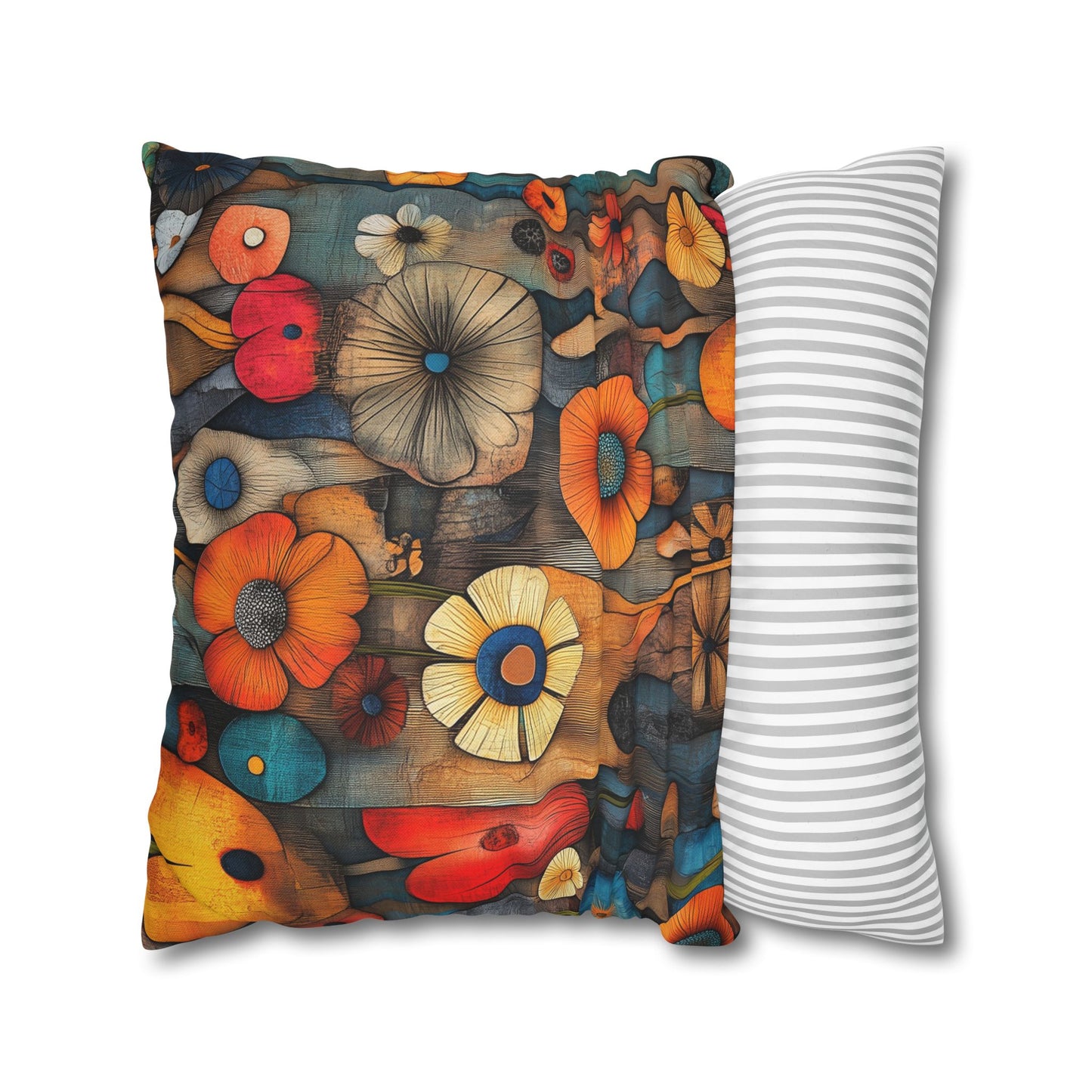 Floral Fusion - Square Polyester Pillowcase