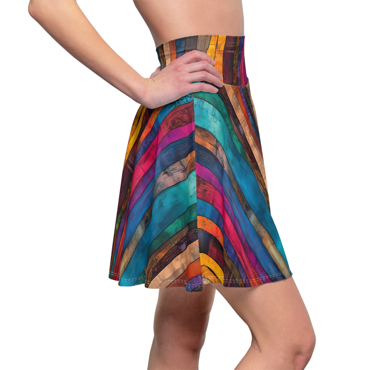 Colorful Planks Skater Skirt