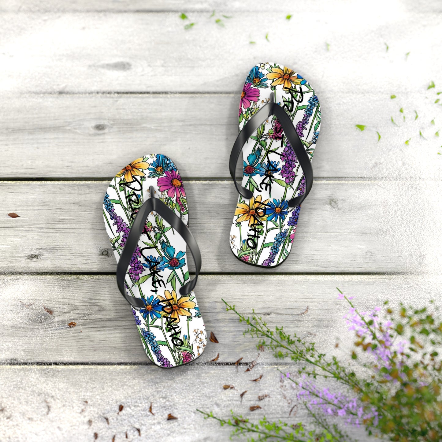 Priest Lake Wildflower Flip Flops