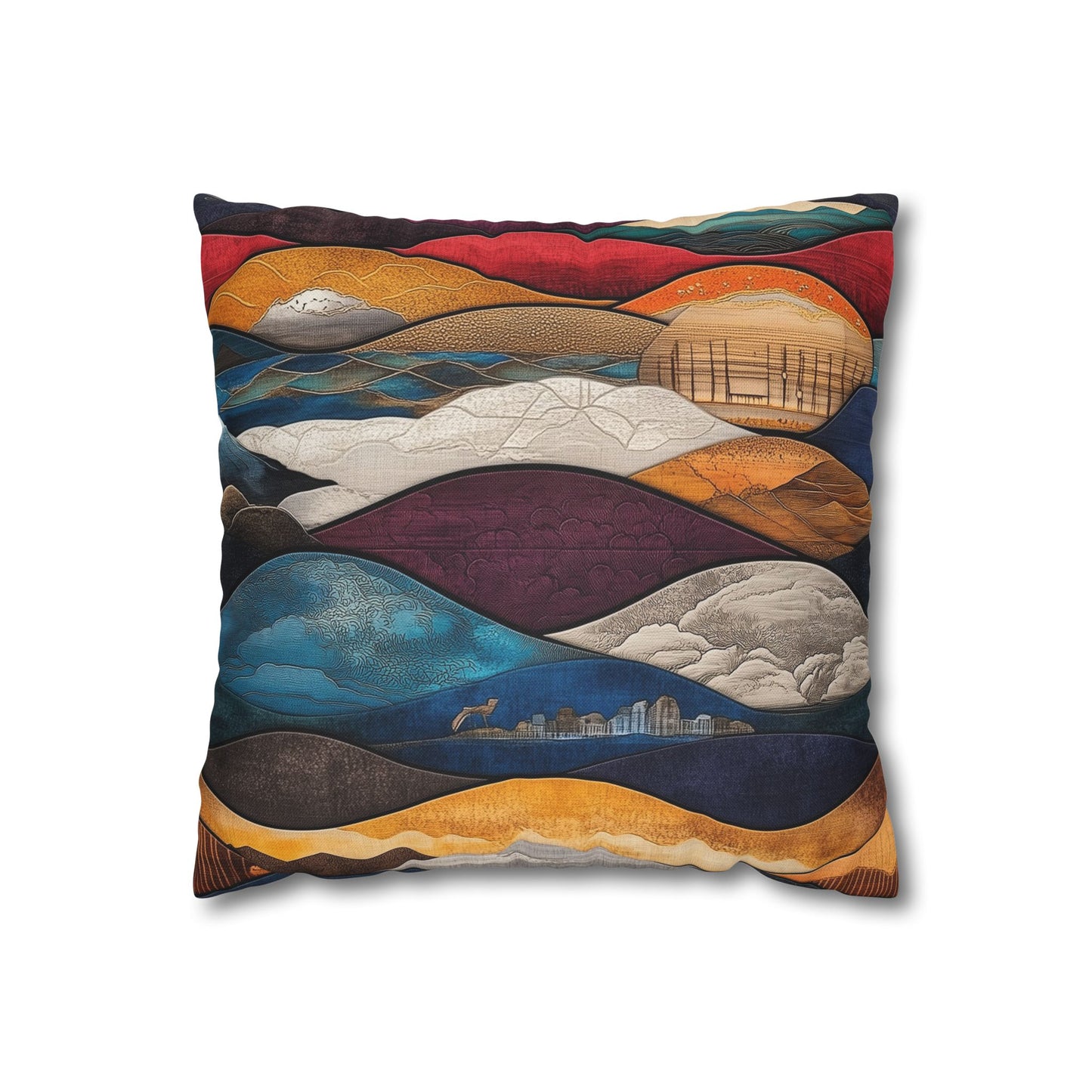 Waves of Color - Square Polyester Pillowcase
