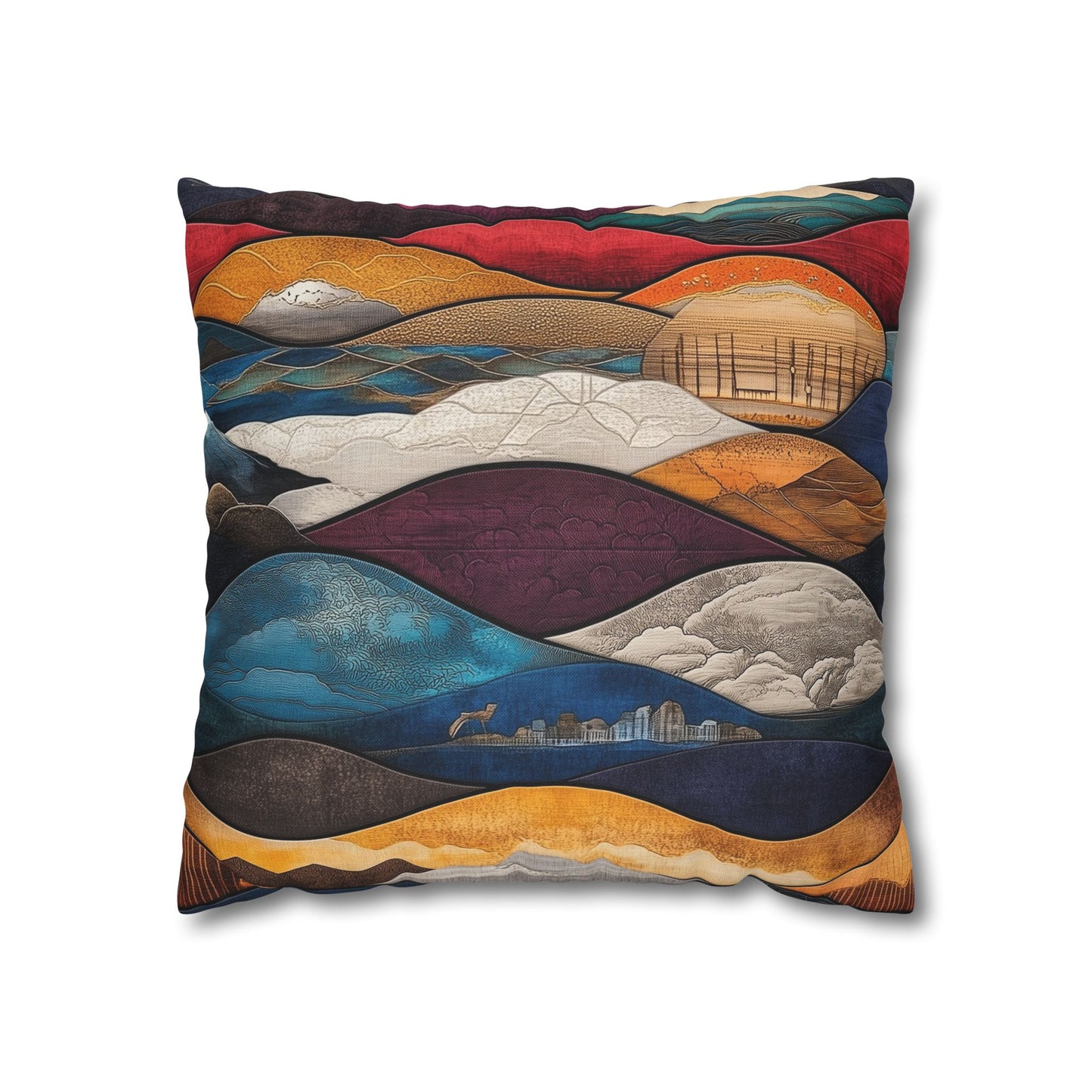 Waves of Color - Square Polyester Pillowcase