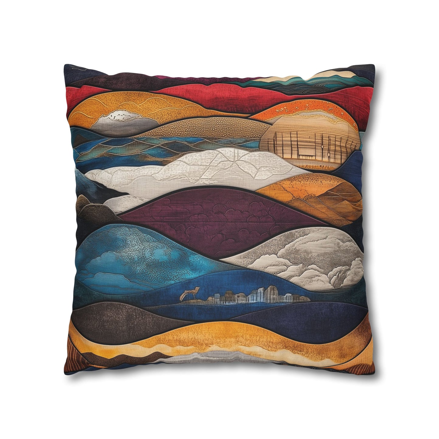 Waves of Color - Square Polyester Pillowcase