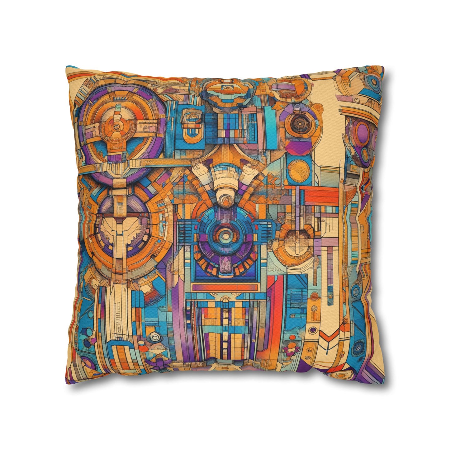 Techno Kaleidoscope- Square Polyester Pillowcase