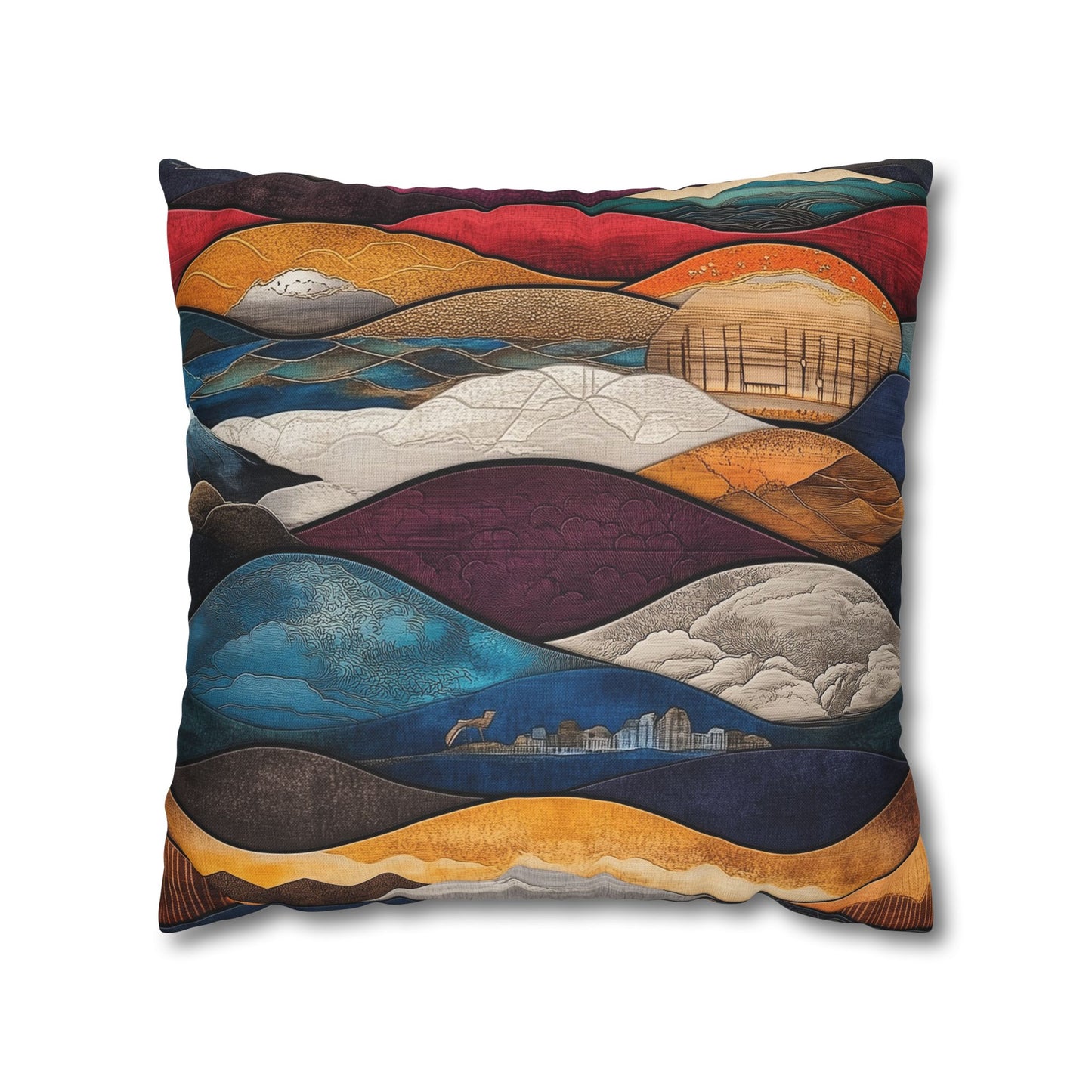 Waves of Color - Square Polyester Pillowcase