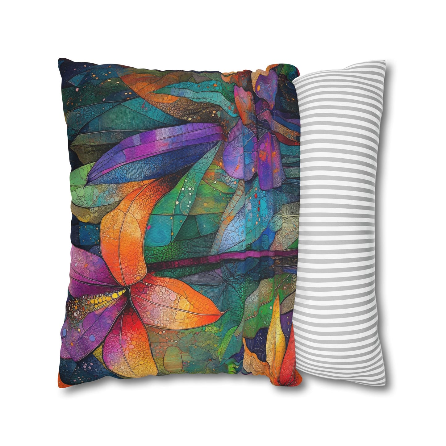 Kaleidoscopic Garden- Square Polyester Pillowcase