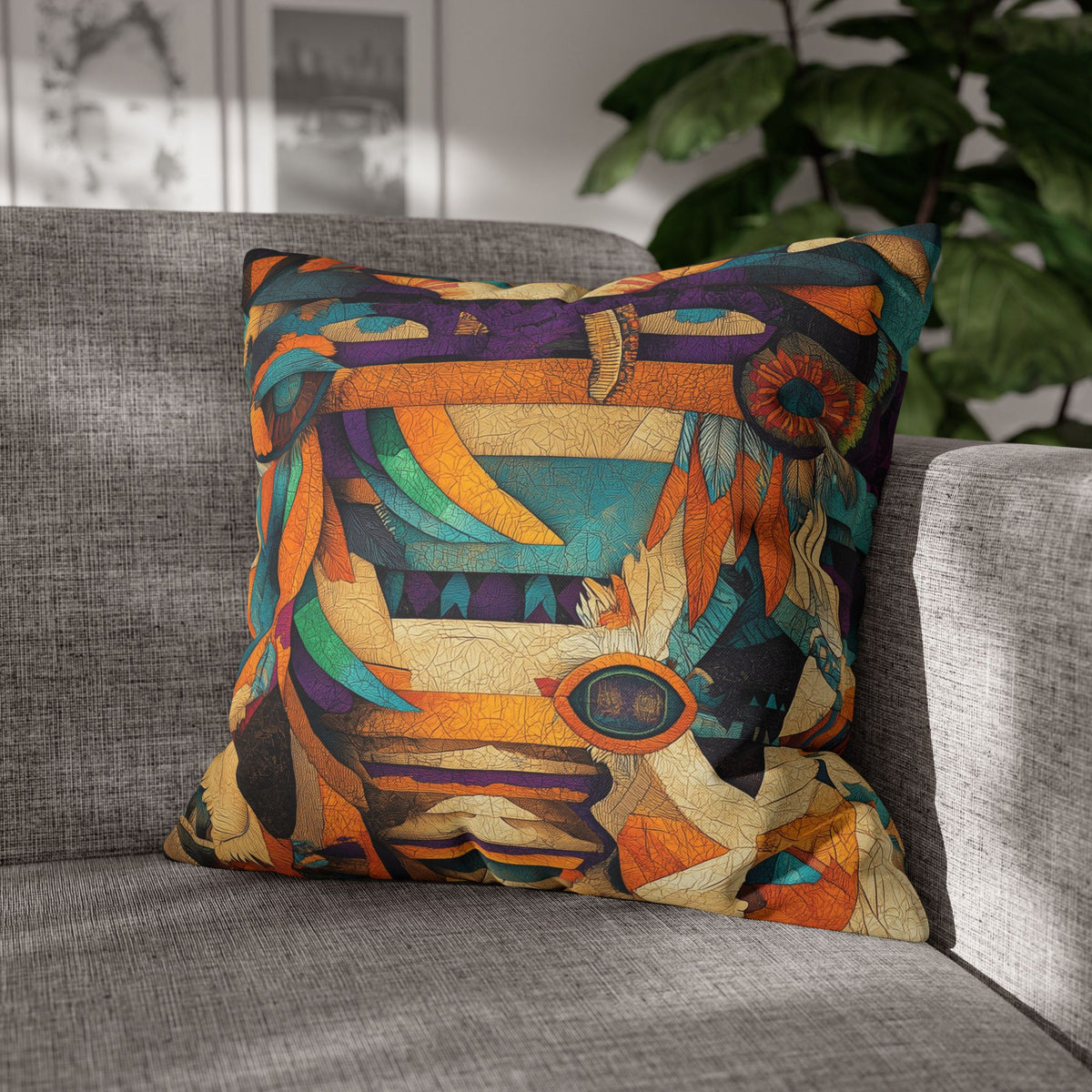 Digital Kaleidoscope- Square Polyester Pillowcase