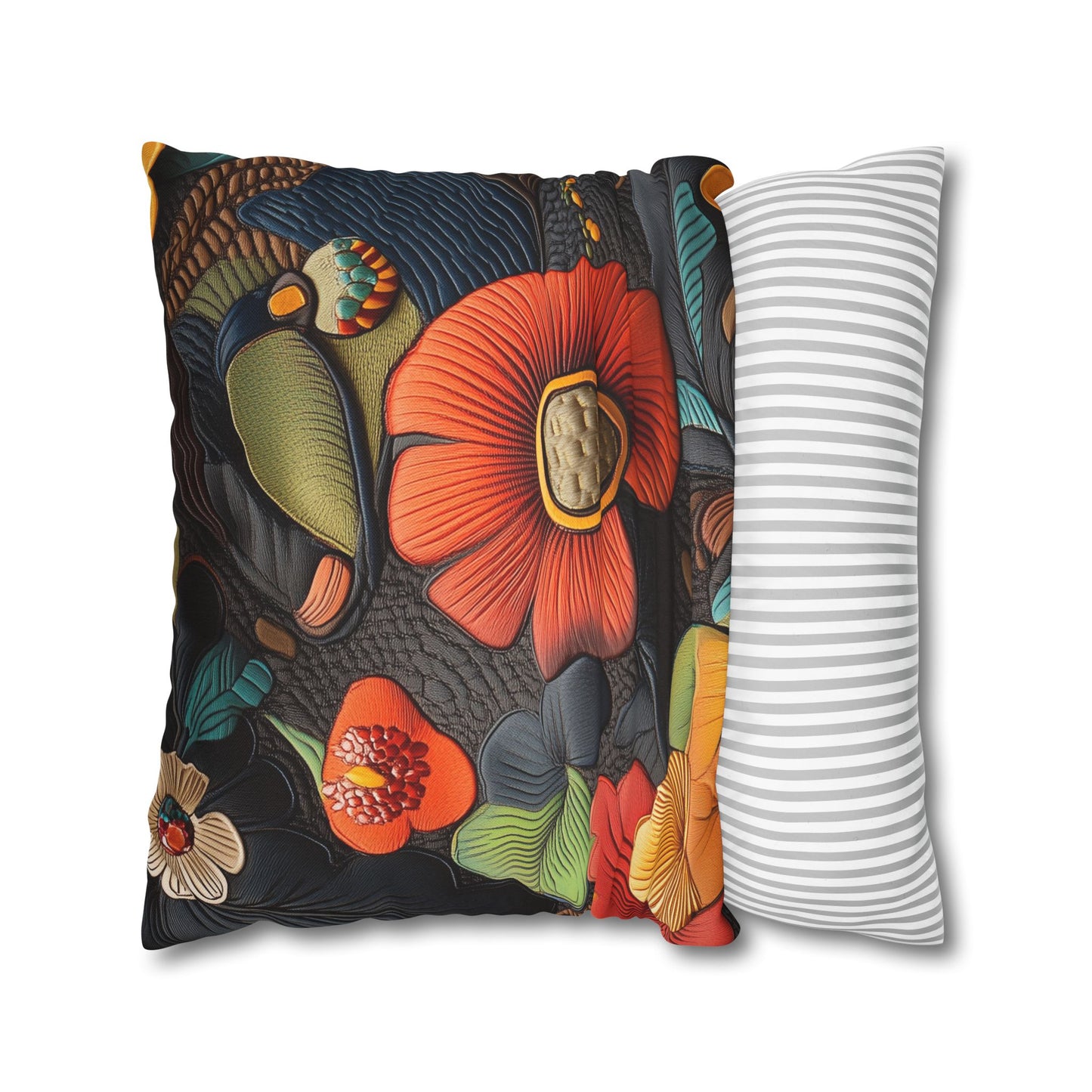 Floral Symphony - Square Polyester Pillowcase