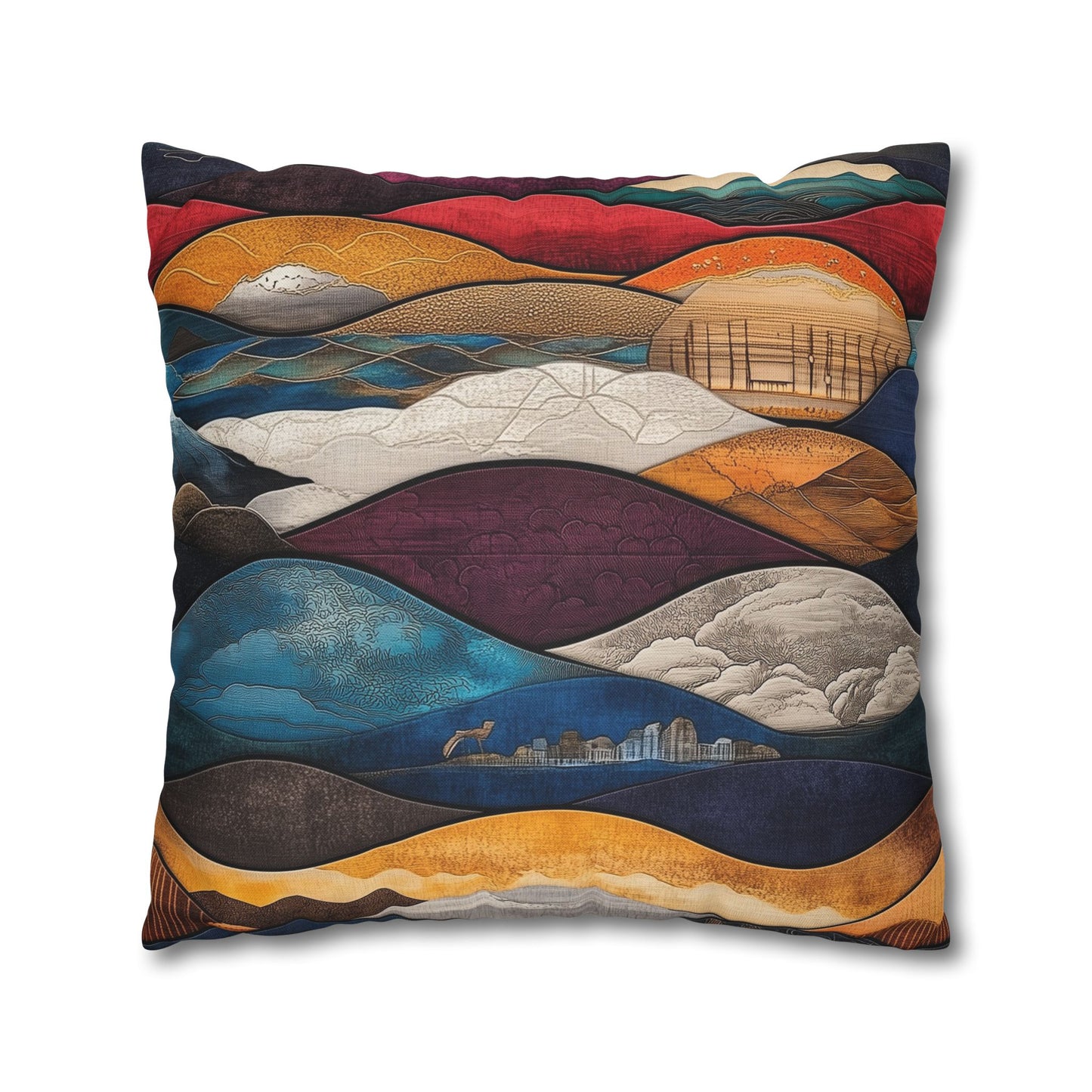 Waves of Color - Square Polyester Pillowcase