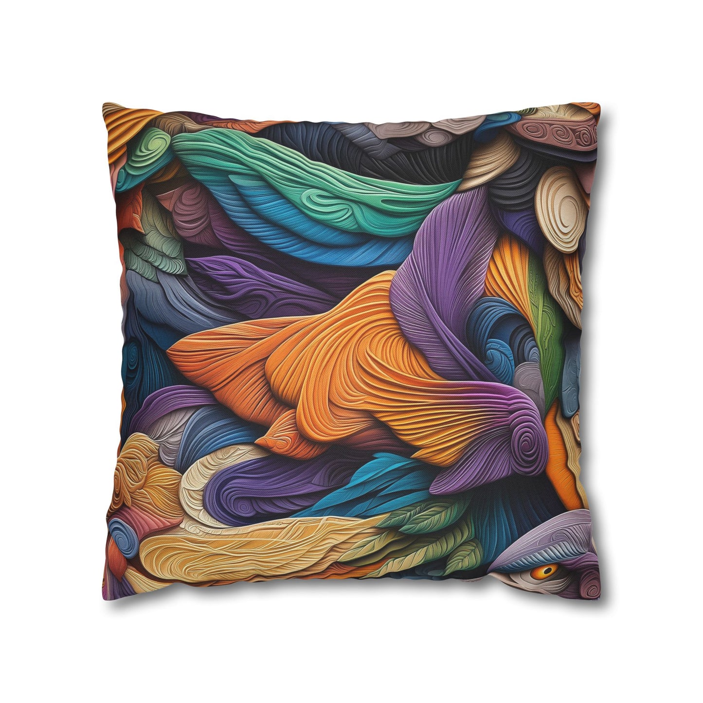 Feathered Fantasia- Square Polyester Pillowcase