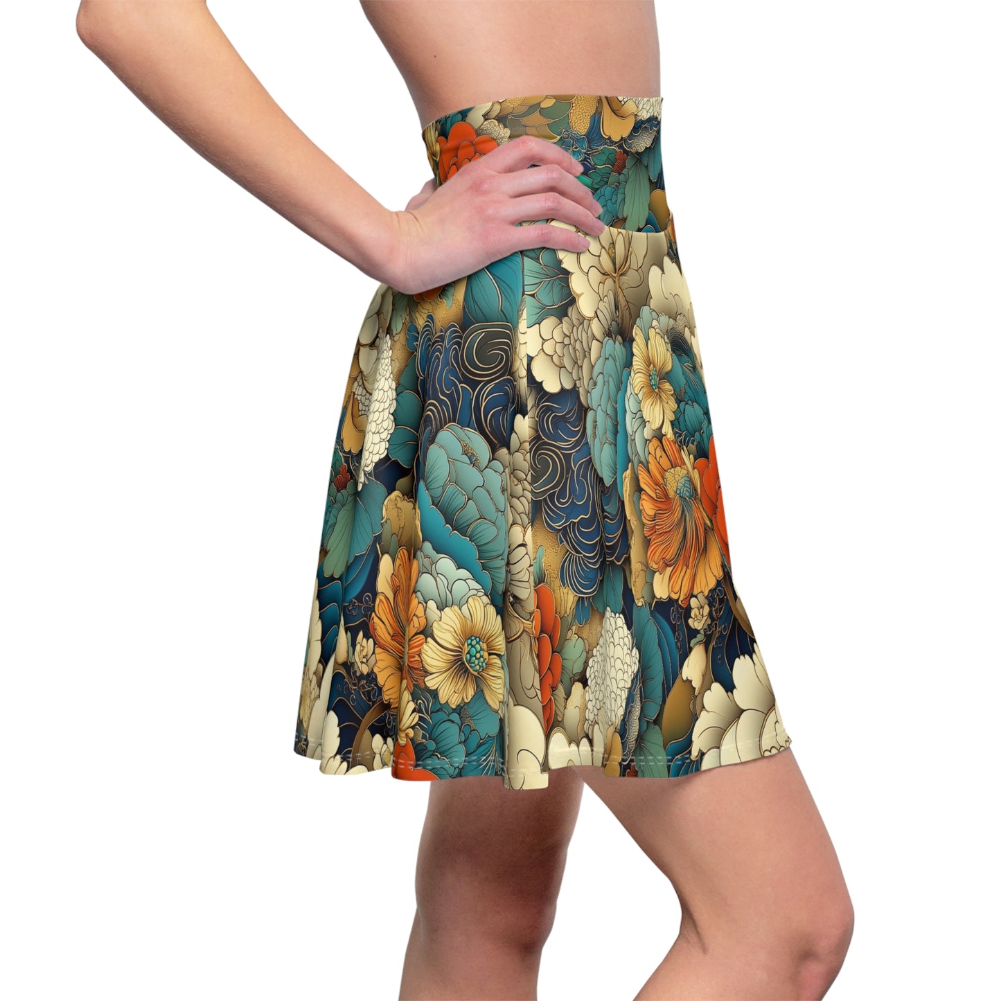 Asian Floral Dream Skater Skirt