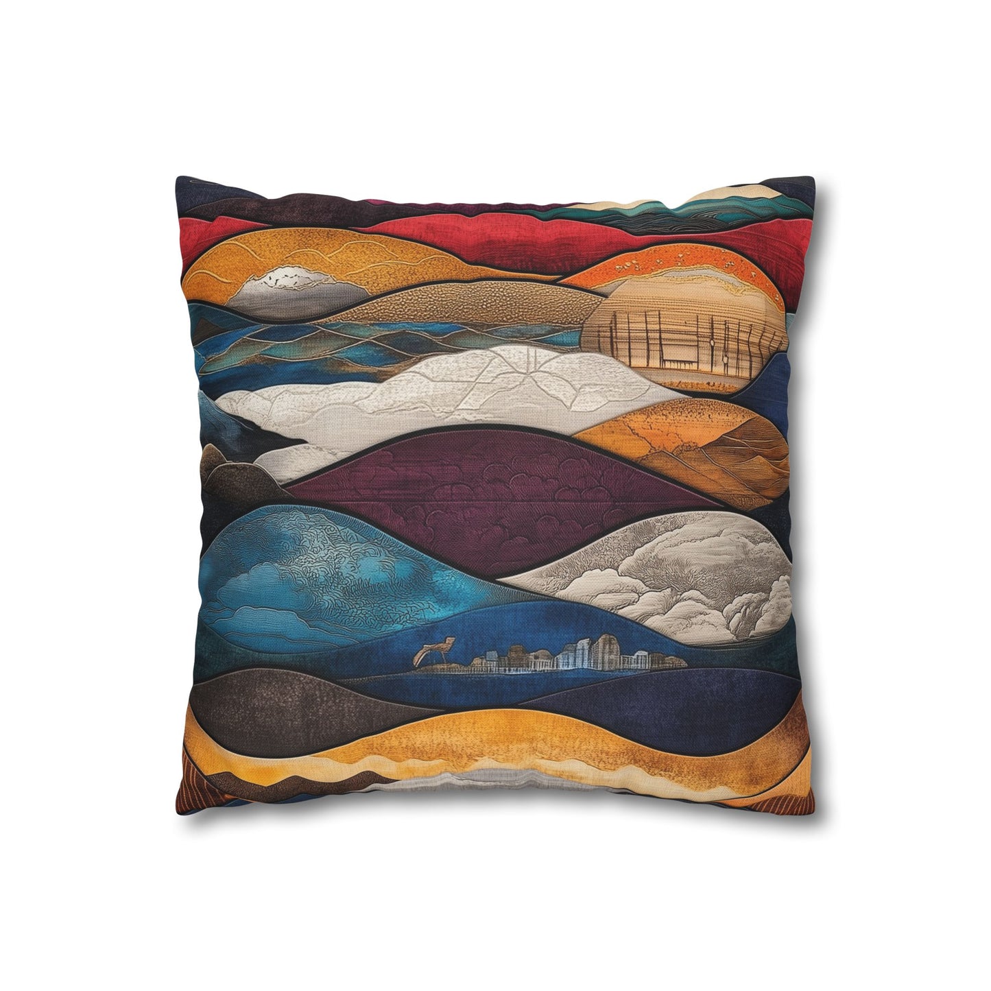 Waves of Color - Square Polyester Pillowcase