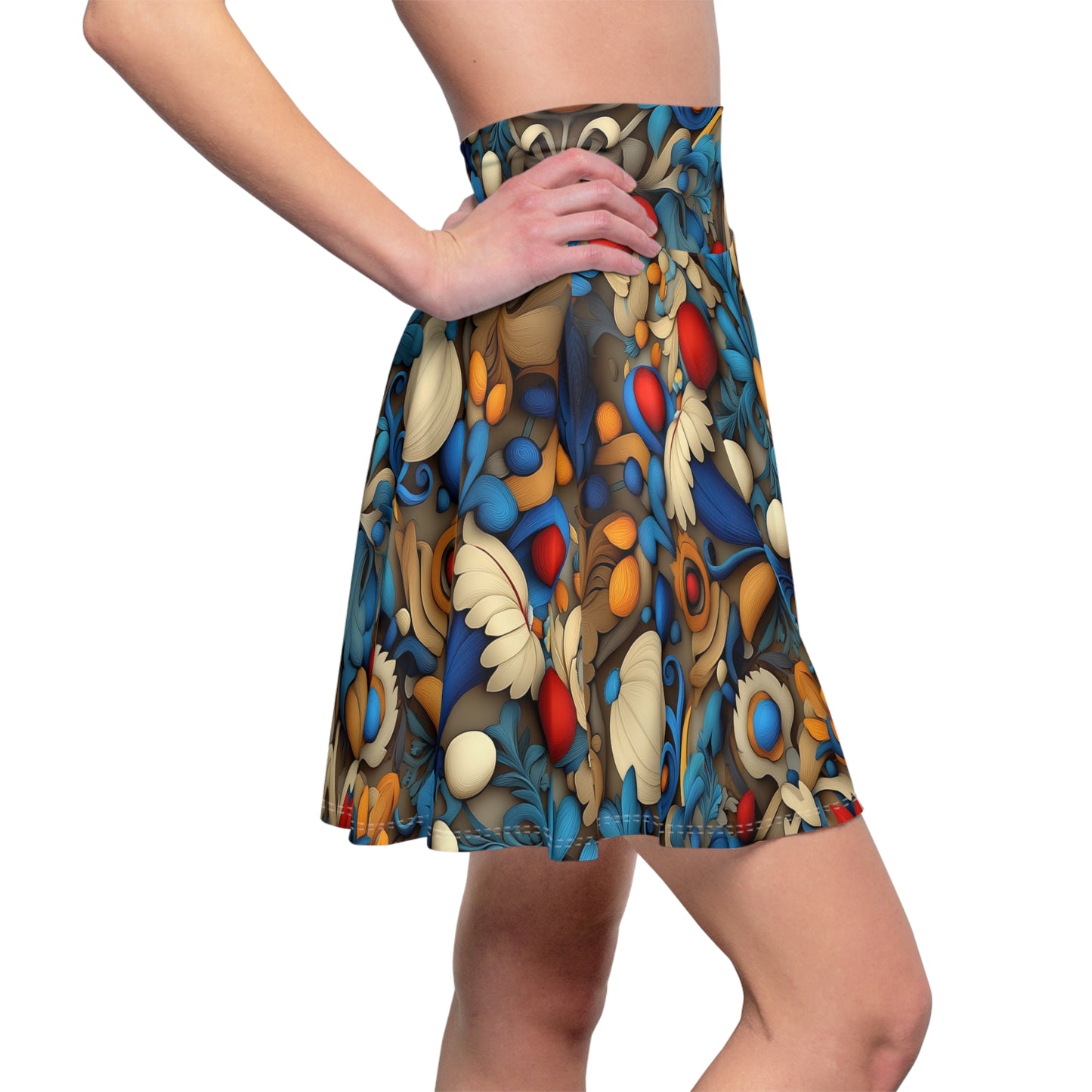 Azure Bloom Skater Skirt