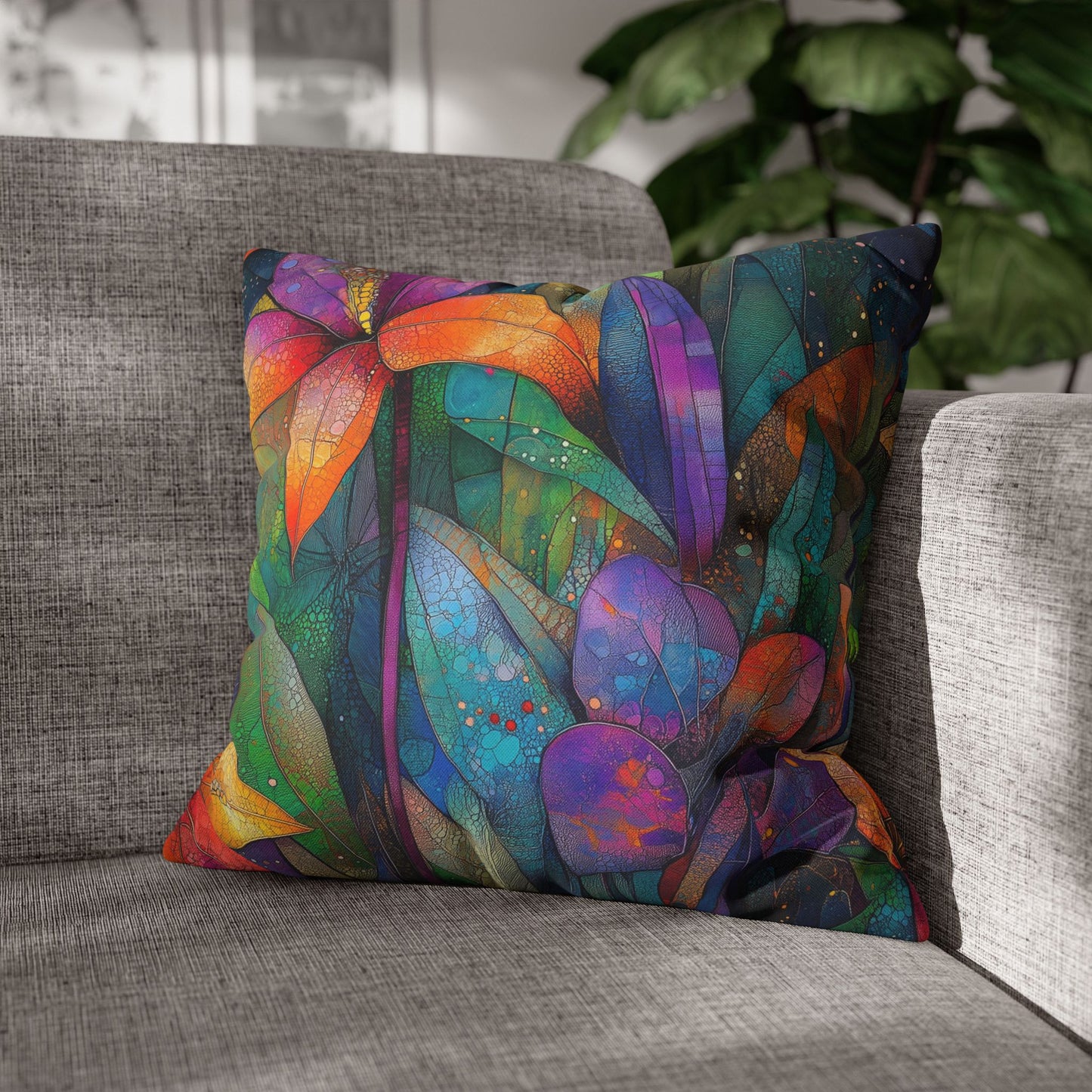 Kaleidoscopic Garden- Square Polyester Pillowcase