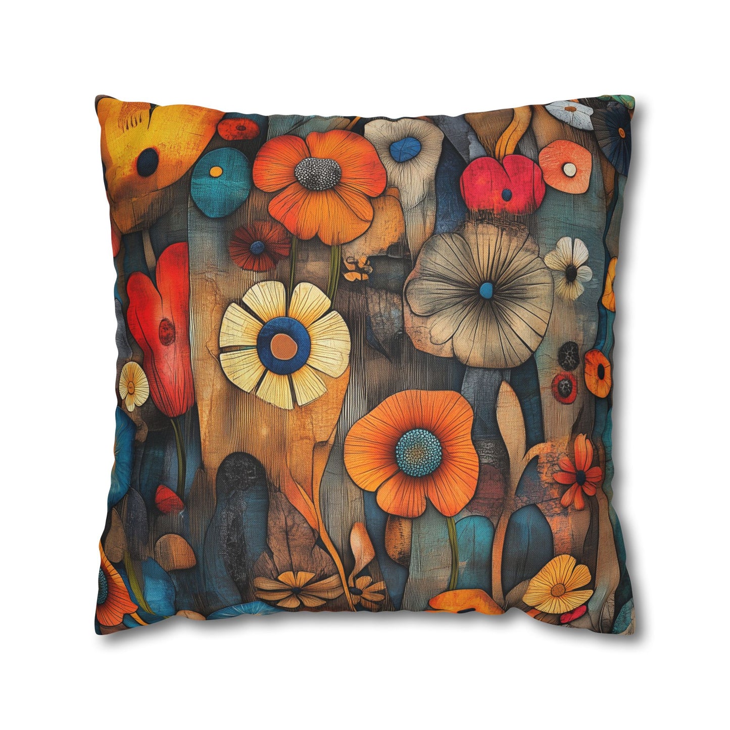 Floral Fusion - Square Polyester Pillowcase