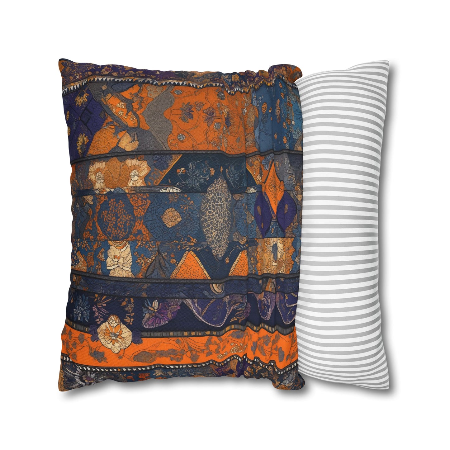Geometric Blooms- Square Polyester Pillowcase