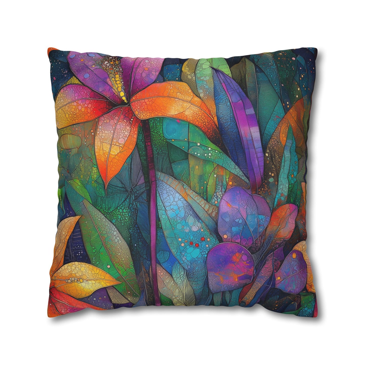 Kaleidoscopic Garden- Square Polyester Pillowcase