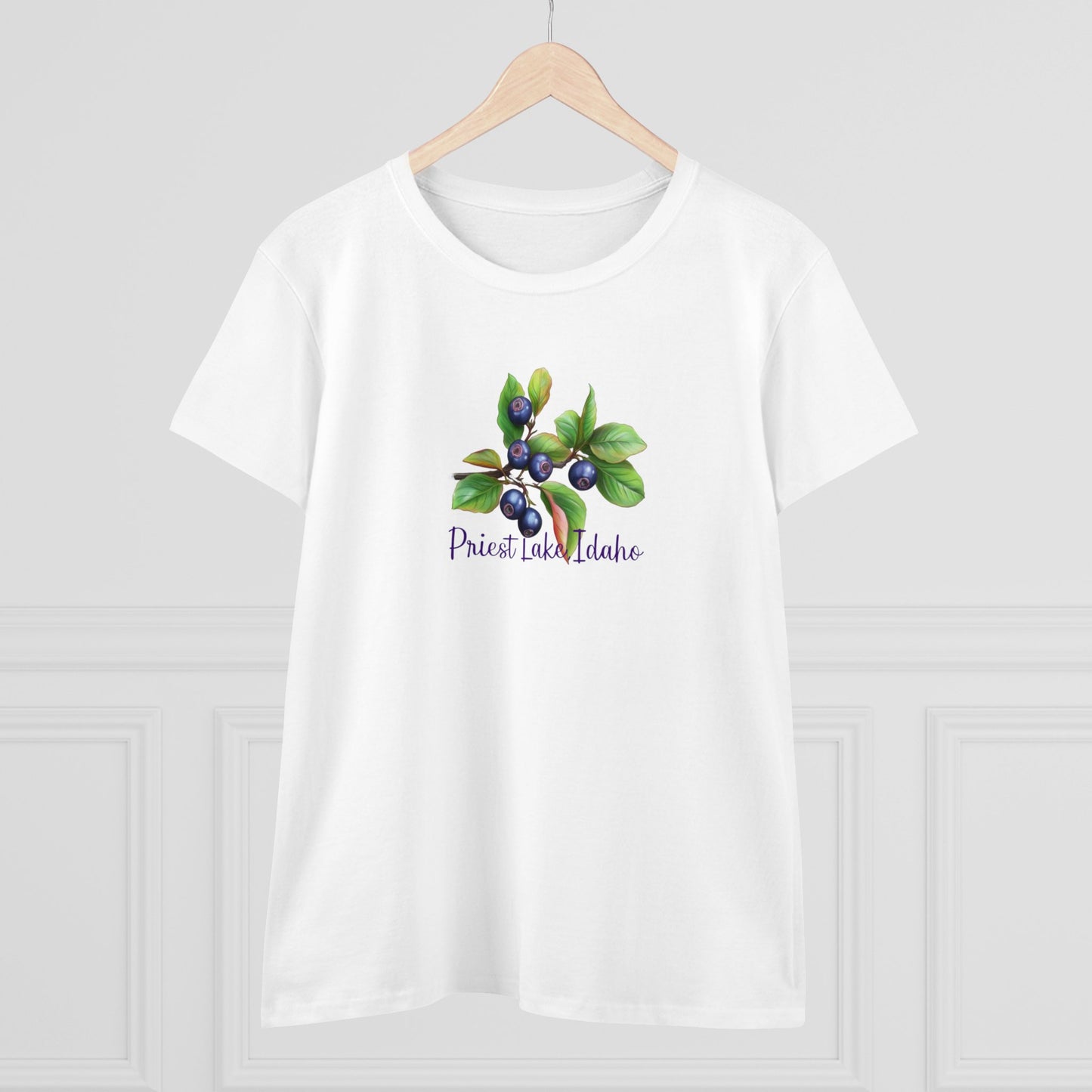 Priest Lake, Idaho Women's Huckleberry Cotton Tee