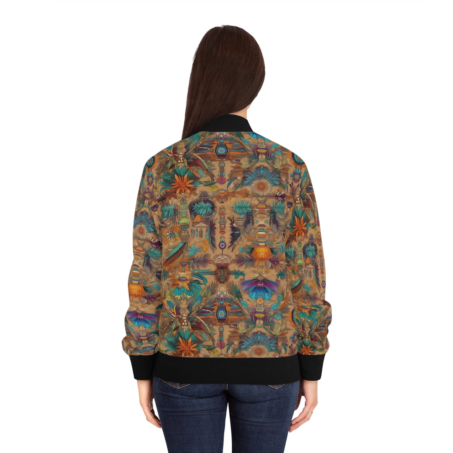 Boho Native Floral Bomber
