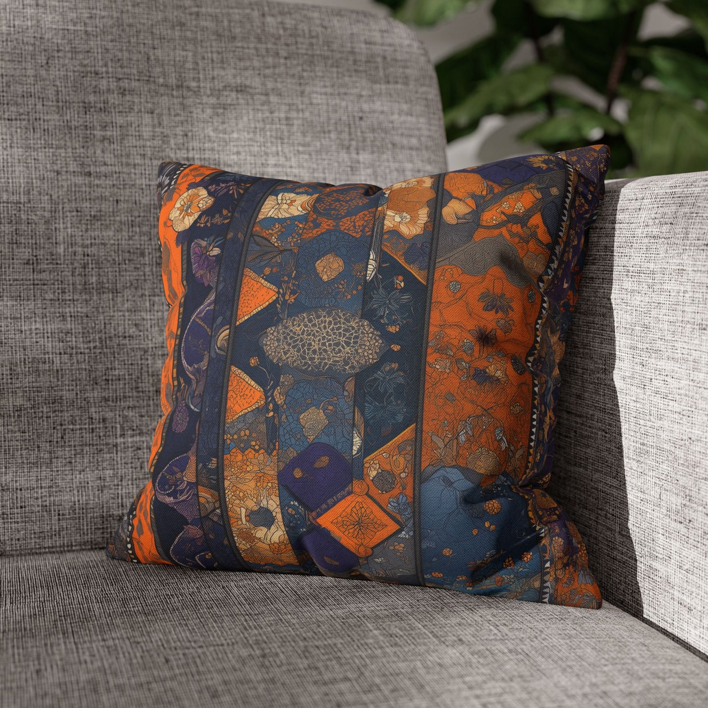 Geometric Blooms- Square Polyester Pillowcase