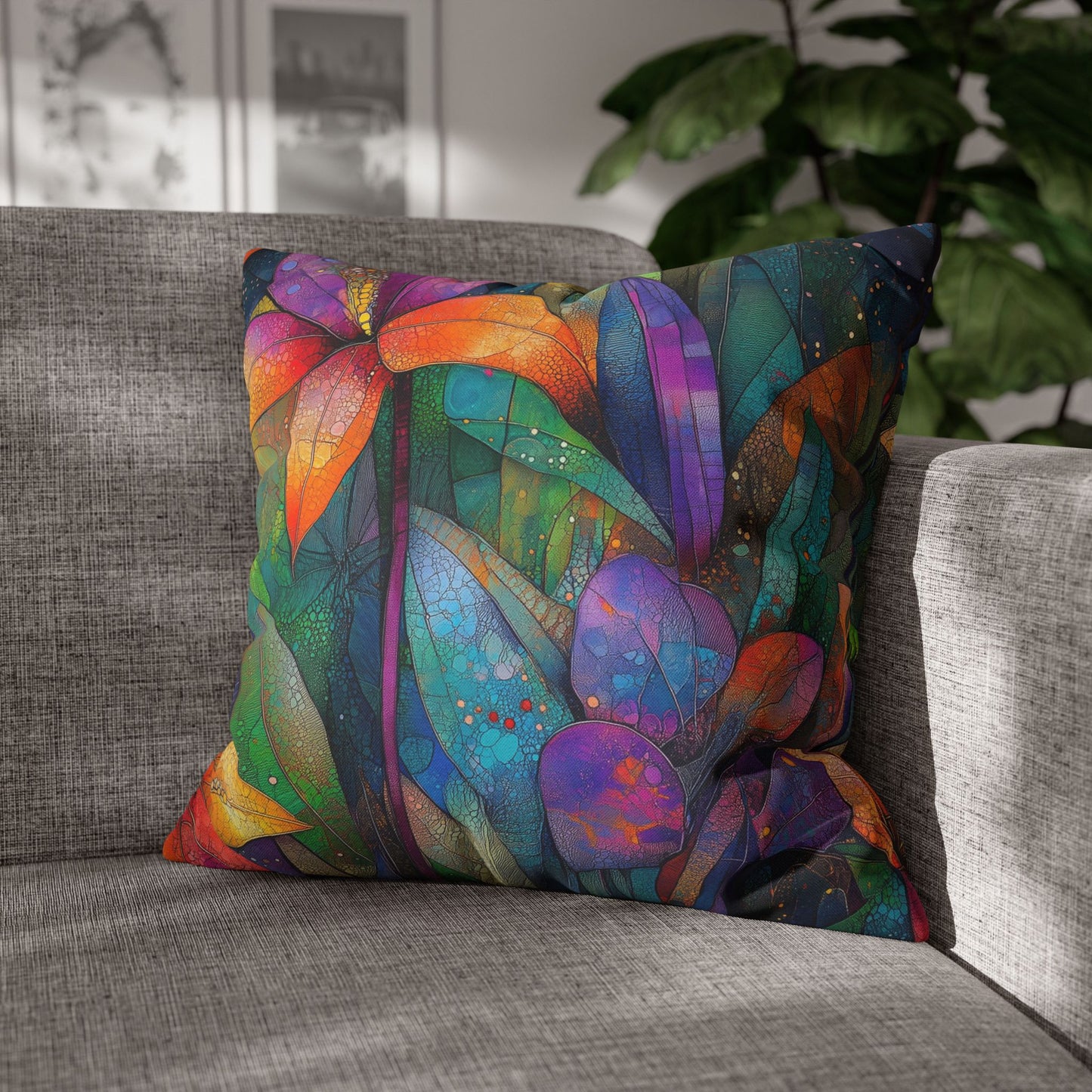 Kaleidoscopic Garden- Square Polyester Pillowcase