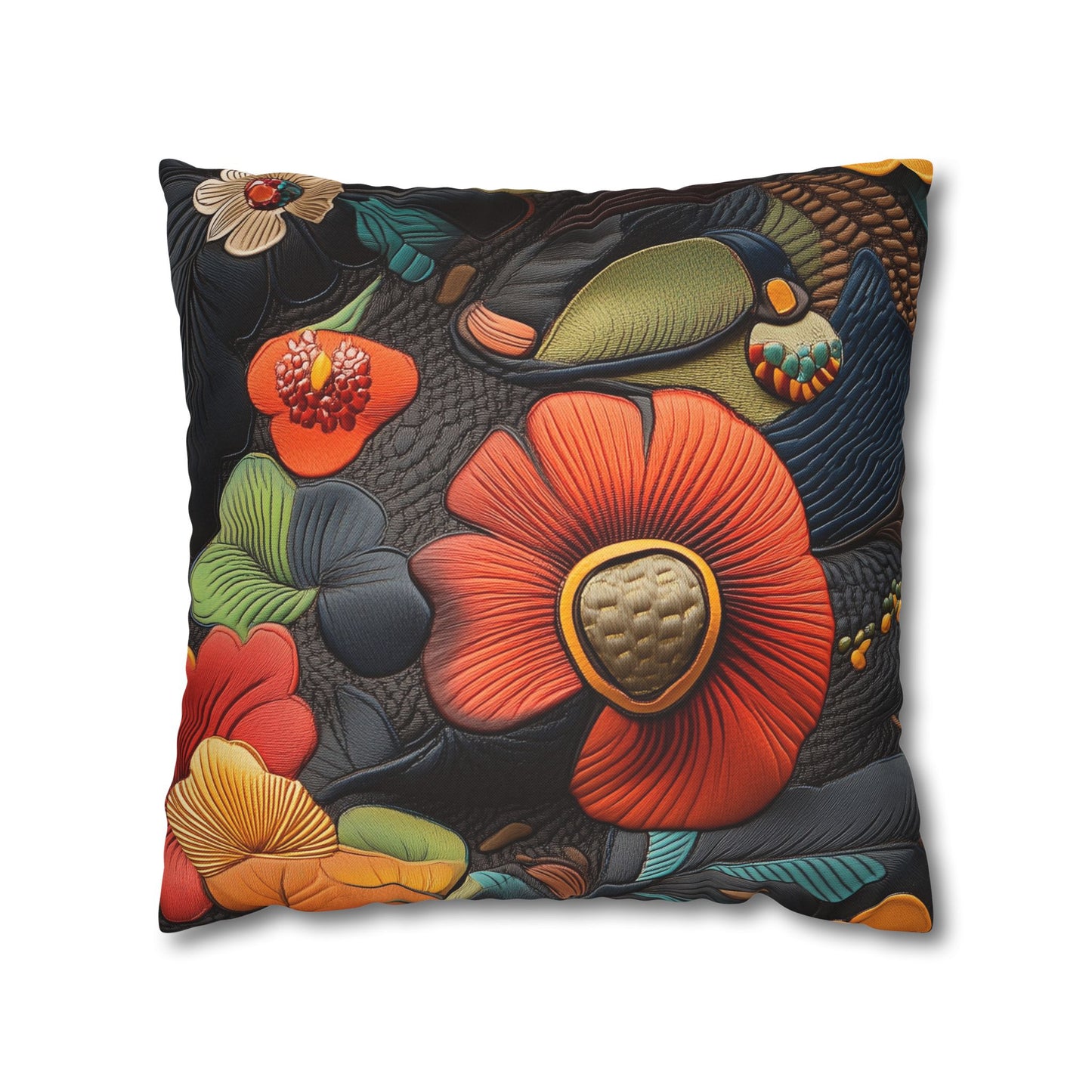 Floral Symphony - Square Polyester Pillowcase