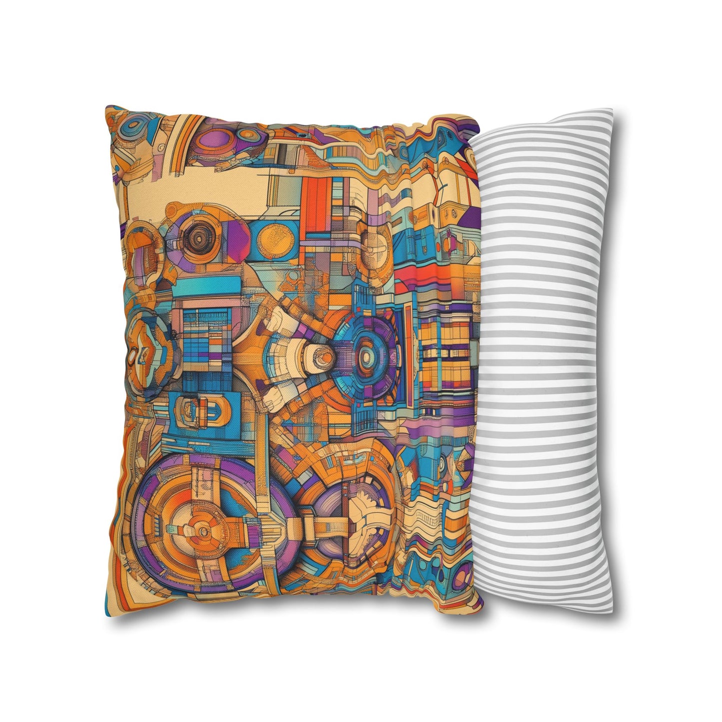 Techno Kaleidoscope- Square Polyester Pillowcase