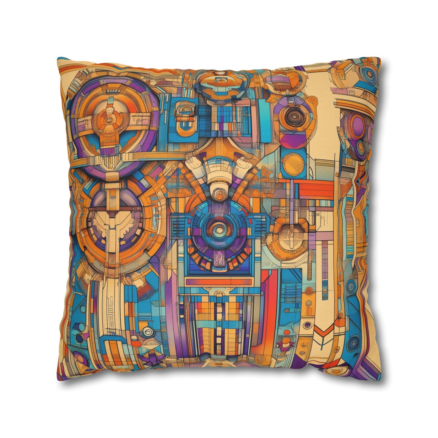 Techno Kaleidoscope- Square Polyester Pillowcase