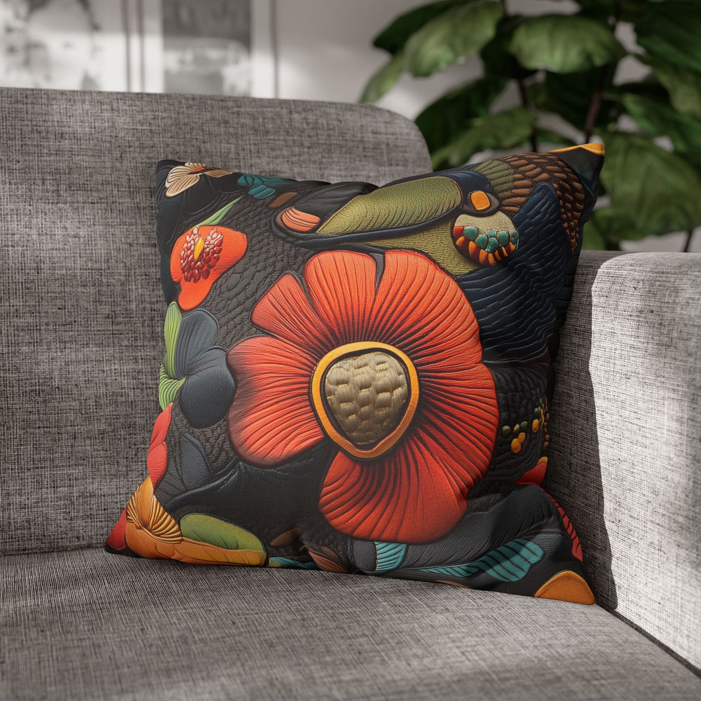 Floral Symphony - Square Polyester Pillowcase