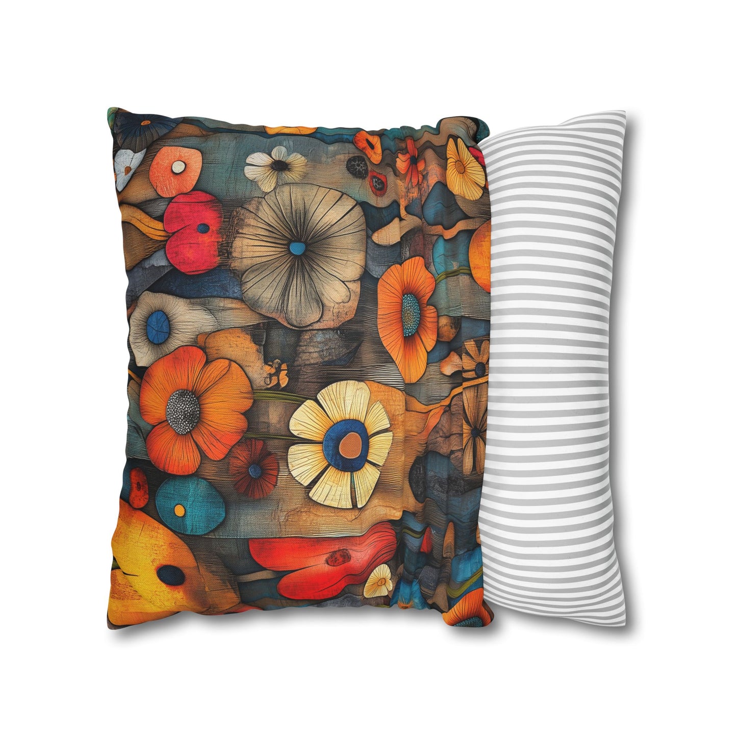 Floral Fusion - Square Polyester Pillowcase