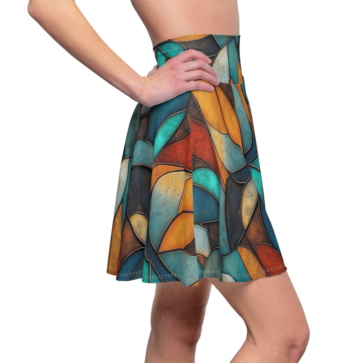 Golden Teal Fusion Skater Skirt