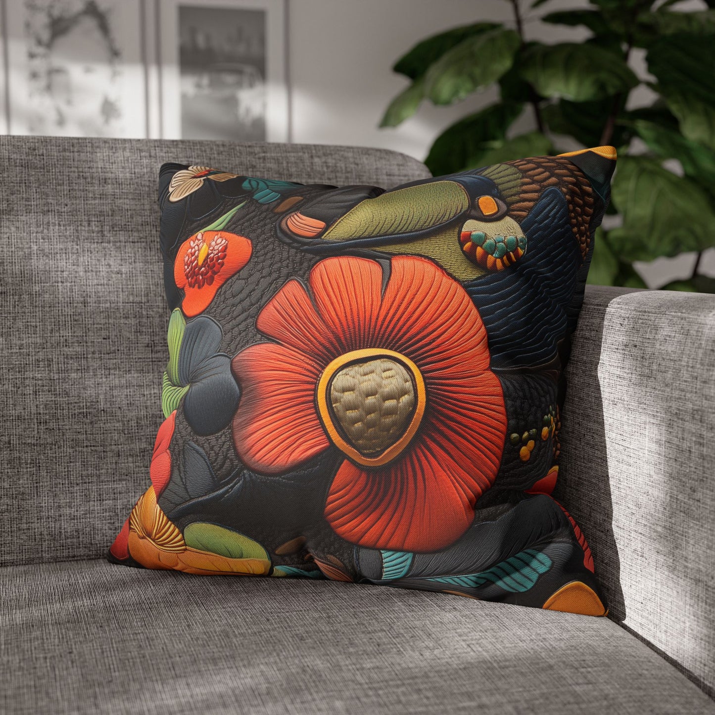 Floral Symphony - Square Polyester Pillowcase