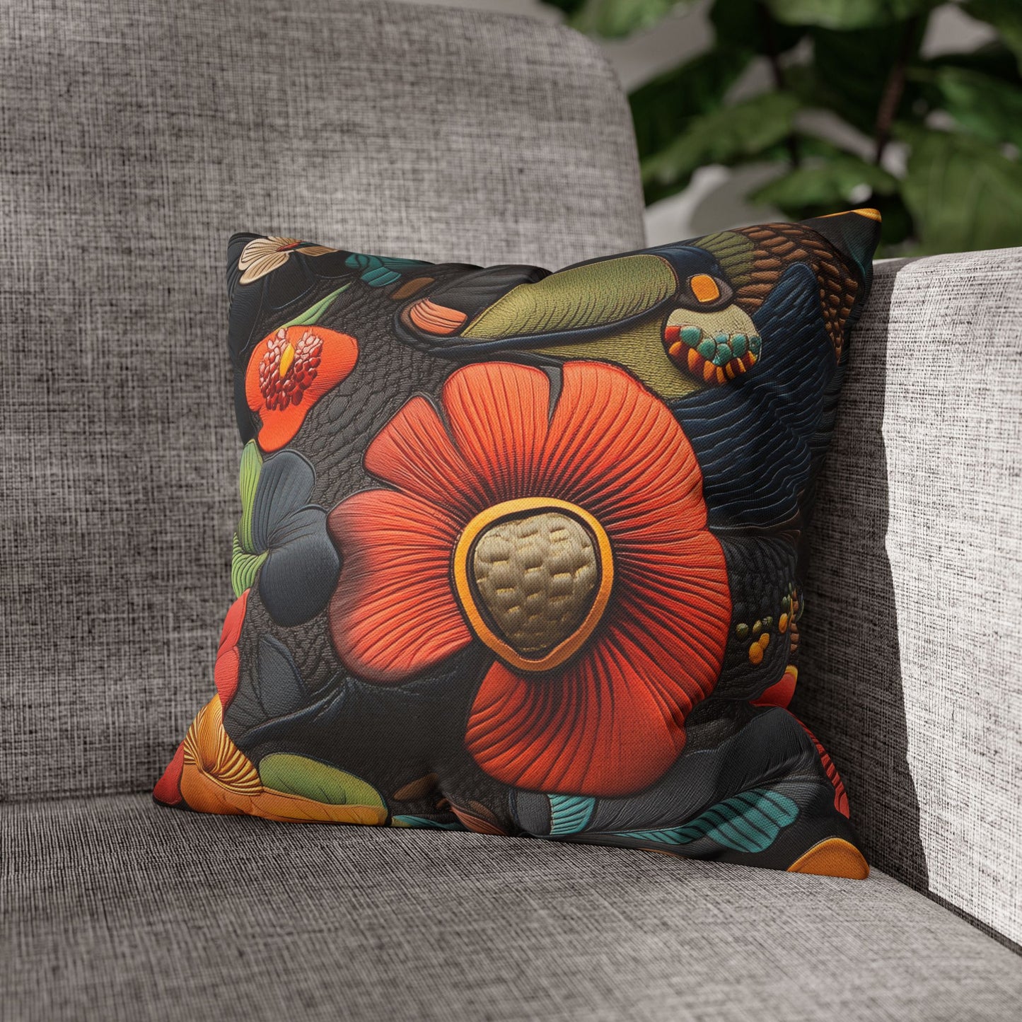 Floral Symphony - Square Polyester Pillowcase
