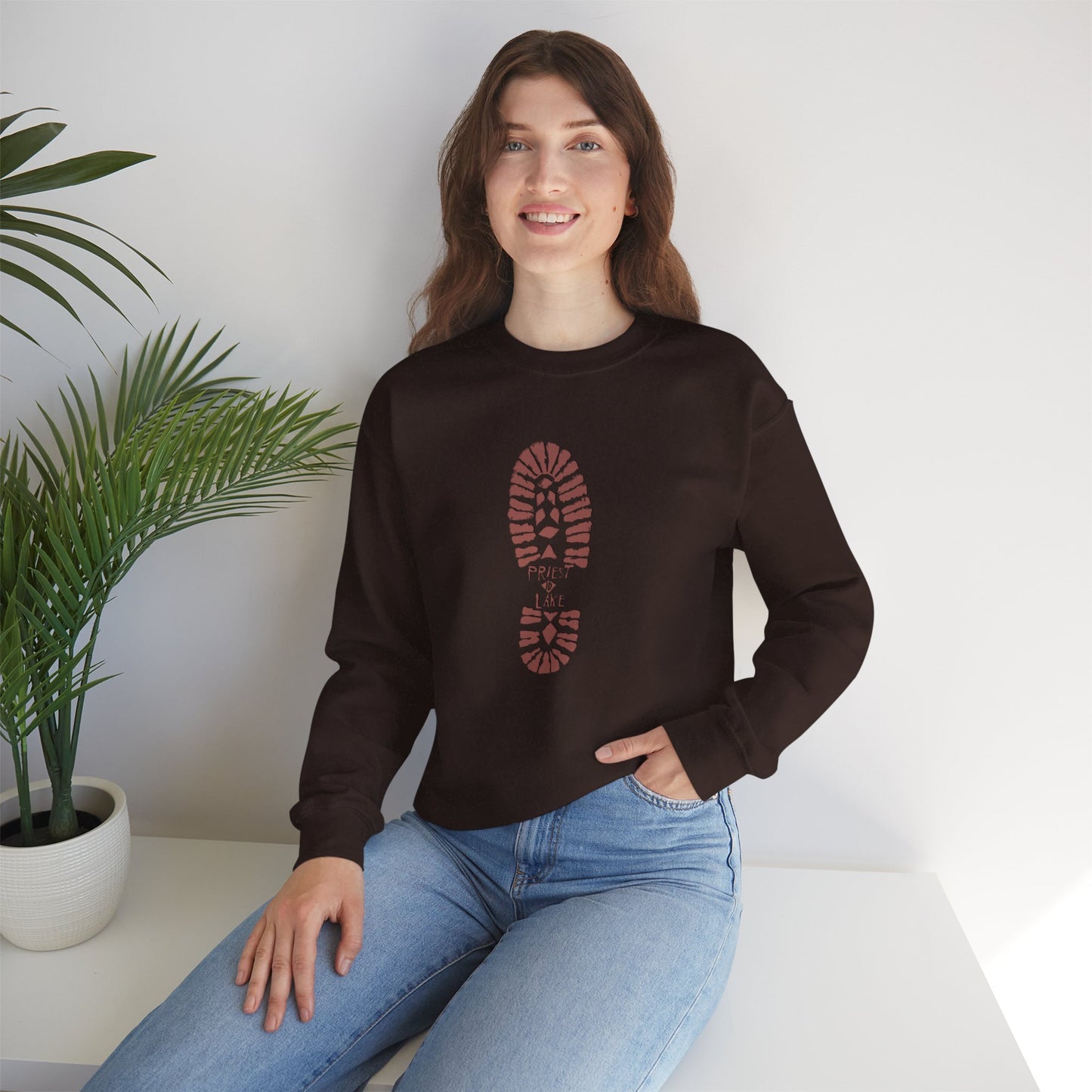 Priest Lake Boot Print Unisex Heavy Blend™ Crewneck Sweatshirt