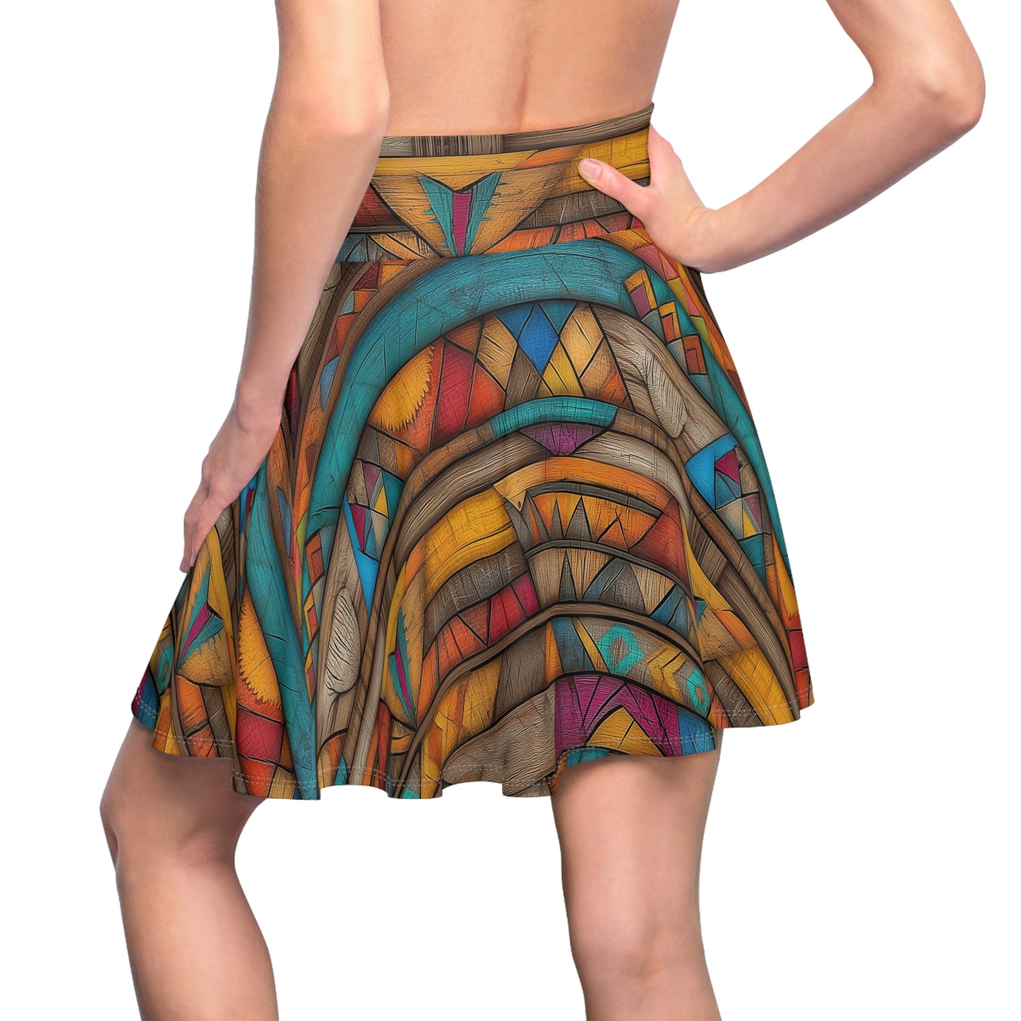 Rustic Abstract Patterns Skater Skirt