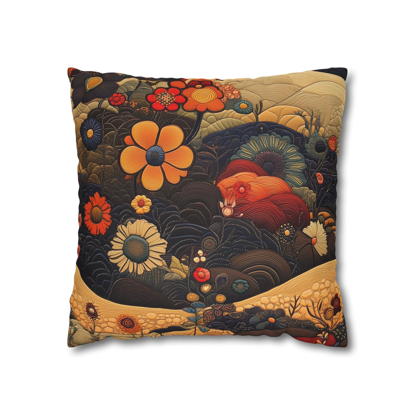 Floral Tapestry - Square Polyester Pillowcase
