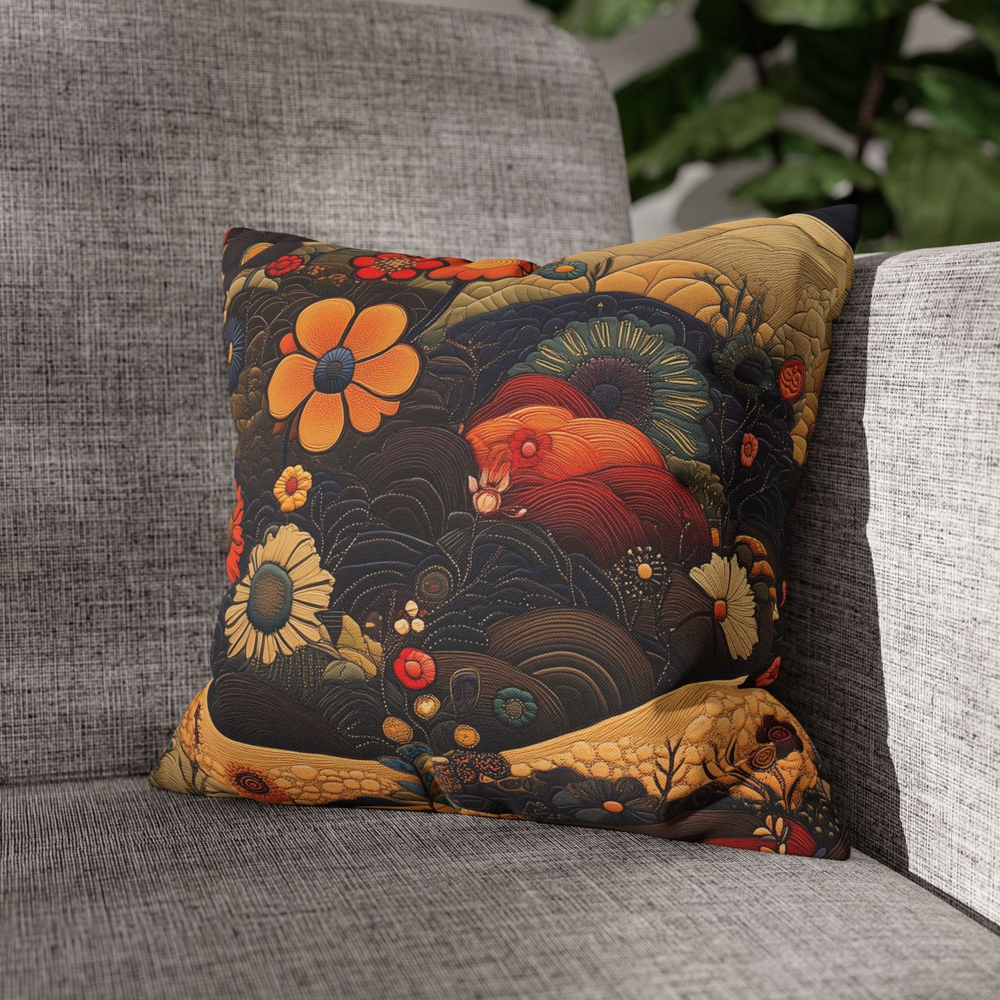 Floral Tapestry - Square Polyester Pillowcase