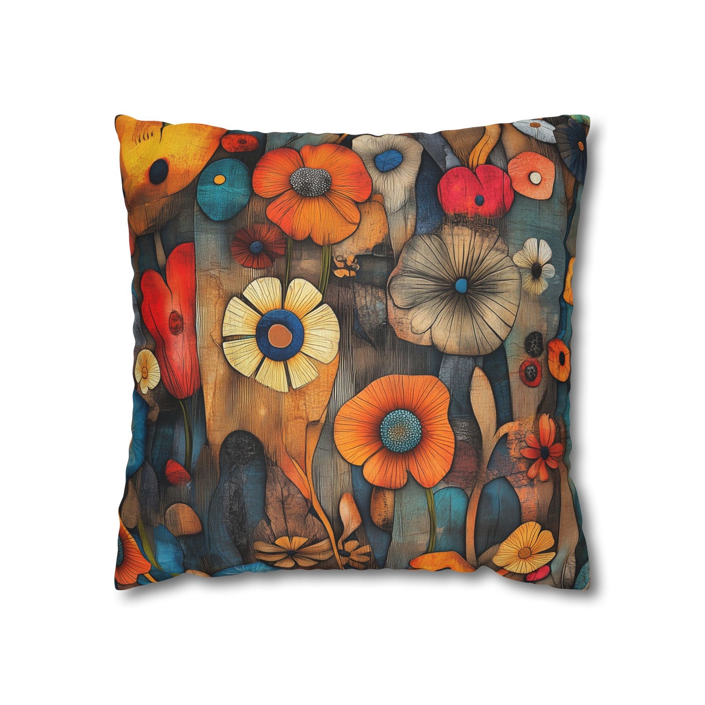 Floral Fusion - Square Polyester Pillowcase