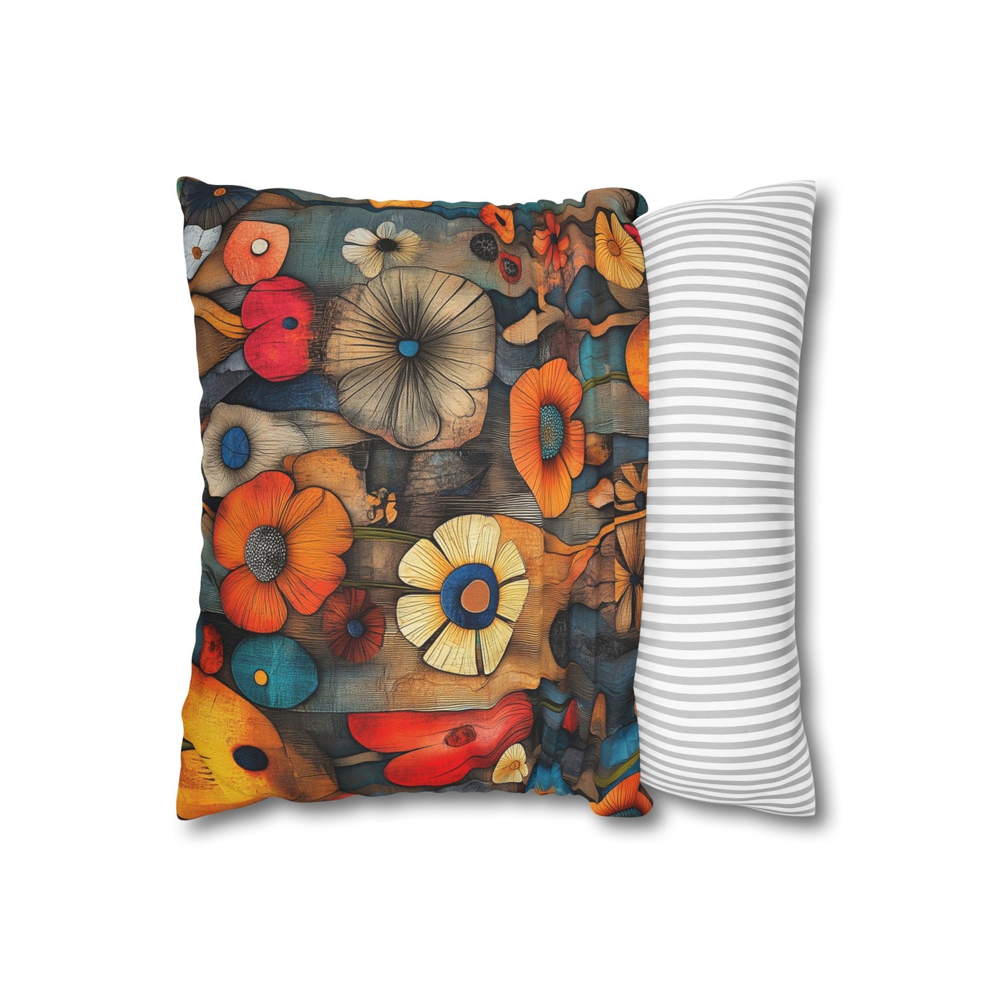 Floral Fusion - Square Polyester Pillowcase