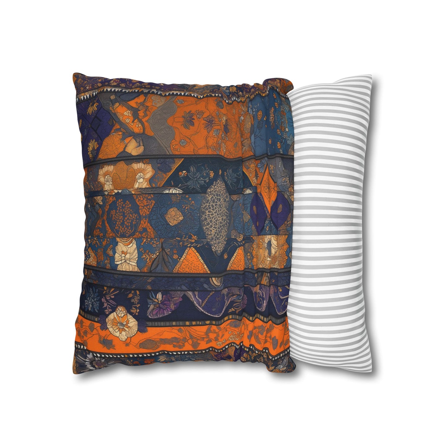 Geometric Blooms- Square Polyester Pillowcase