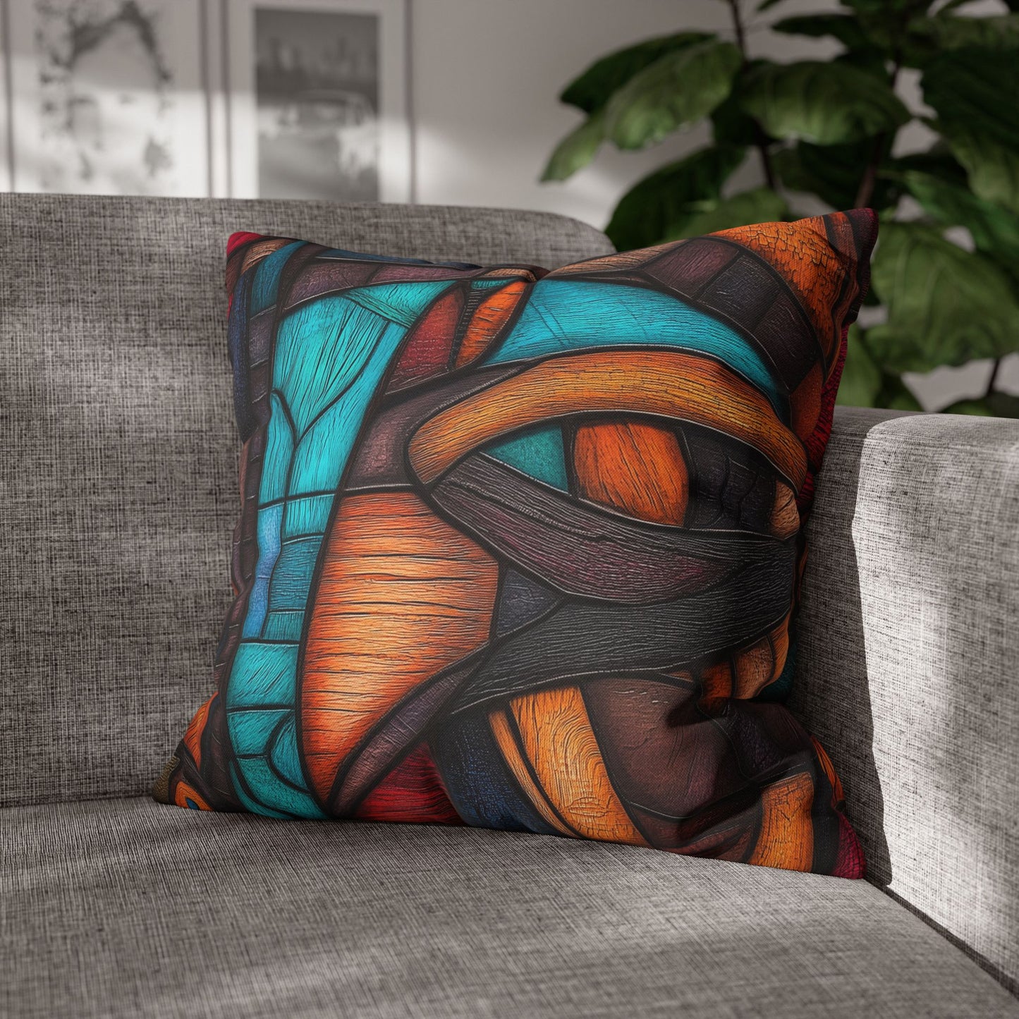 Geometric Kaleidoscope - Square Polyester Pillowcase