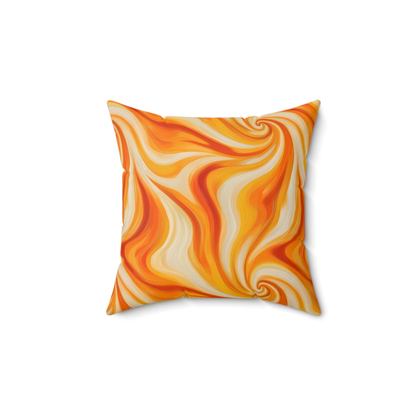 Orange Swirlino Polyester Pillow 2