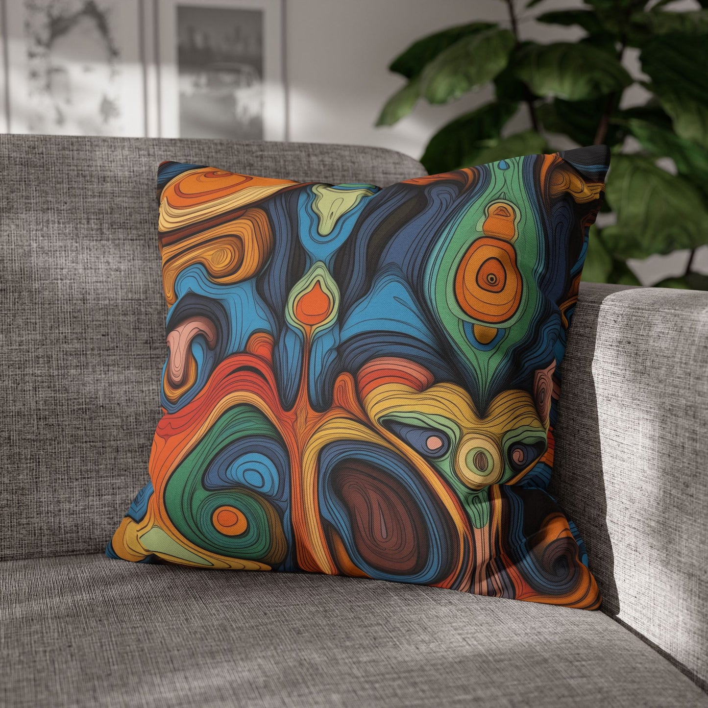 Chromatic Whirlpool- Square Polyester Pillowcase