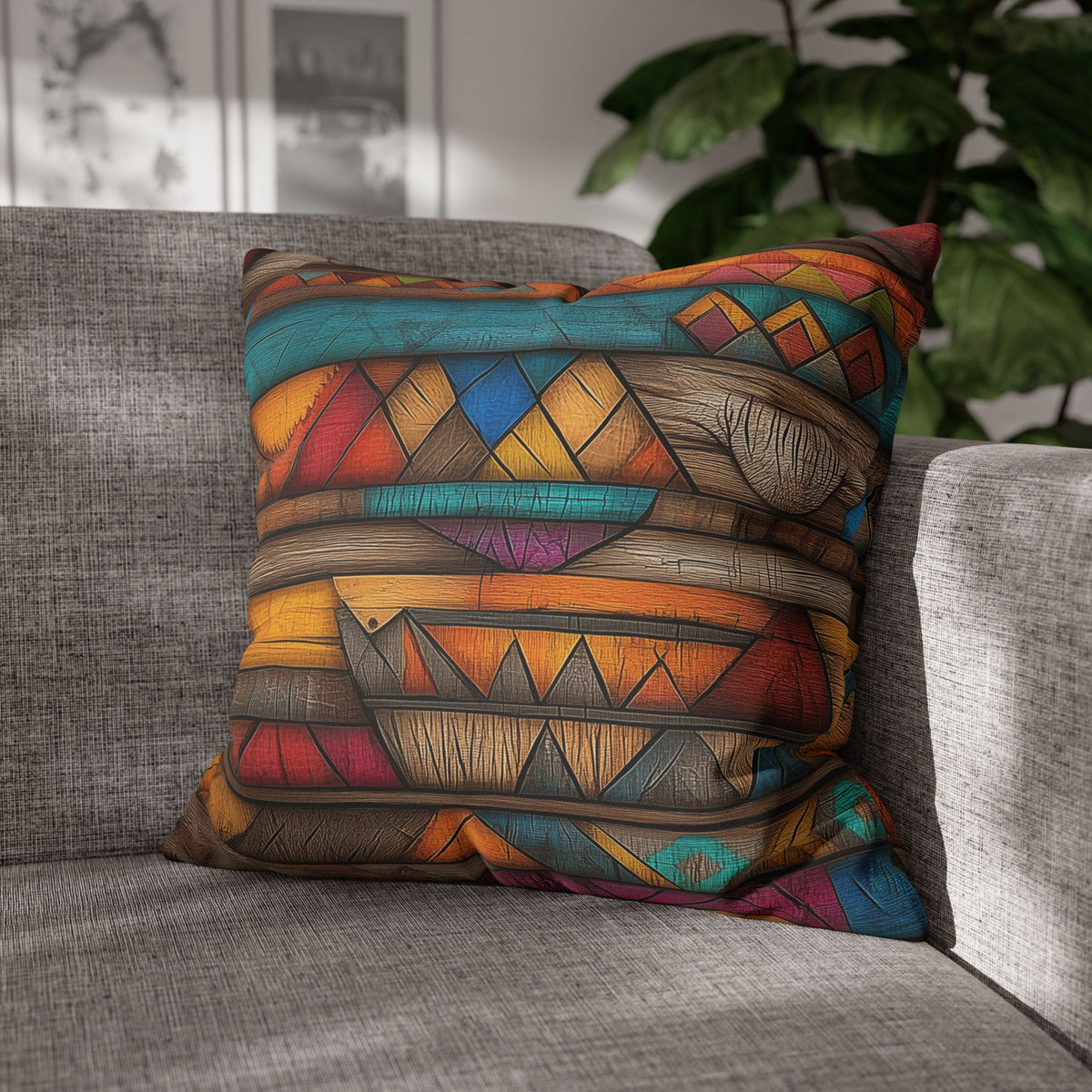 Geometric Tapestry - Square Polyester Pillowcase