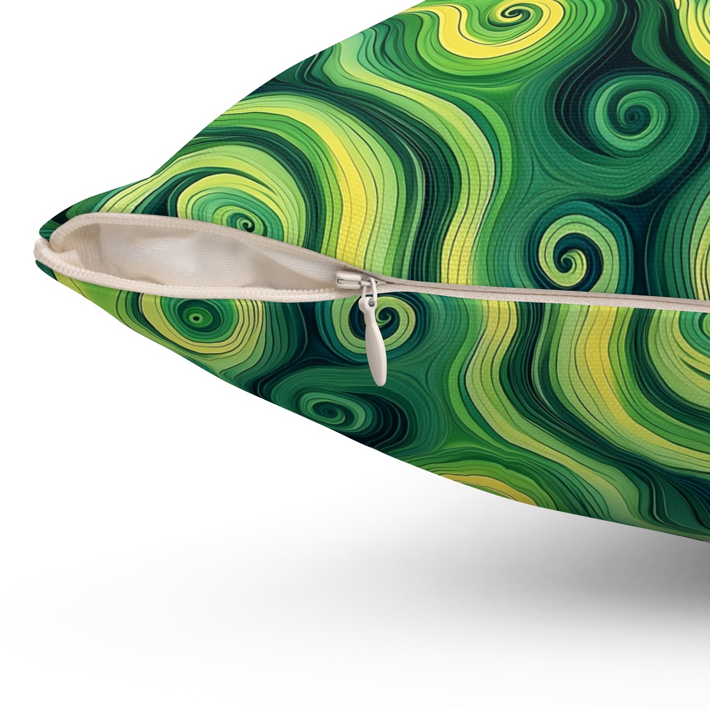 Green Swirlino Polyester Pillow 16