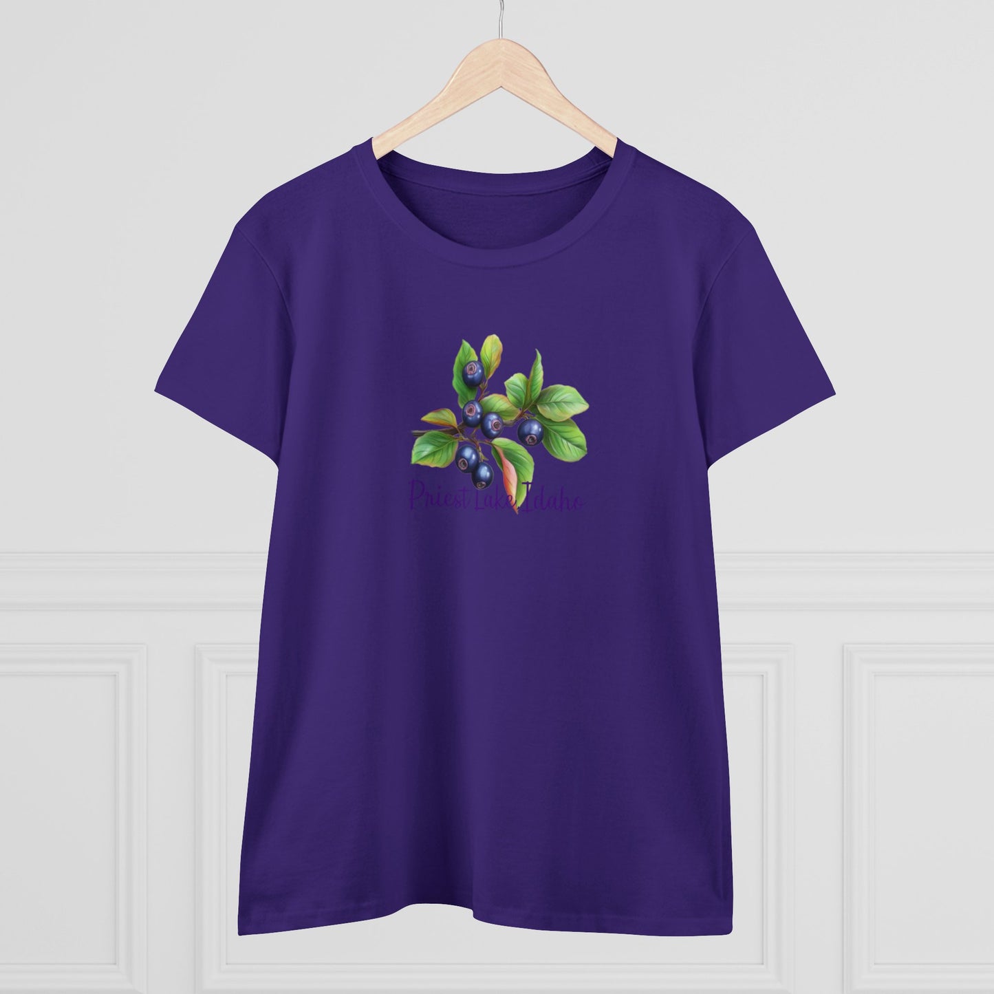 Priest Lake, Idaho Women's Huckleberry Cotton Tee