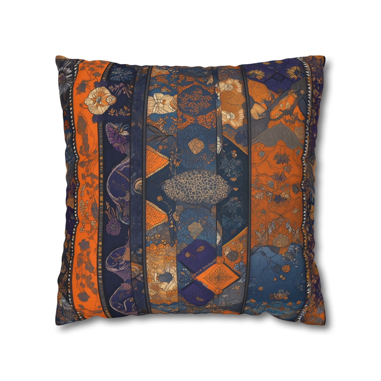 Geometric Blooms- Square Polyester Pillowcase