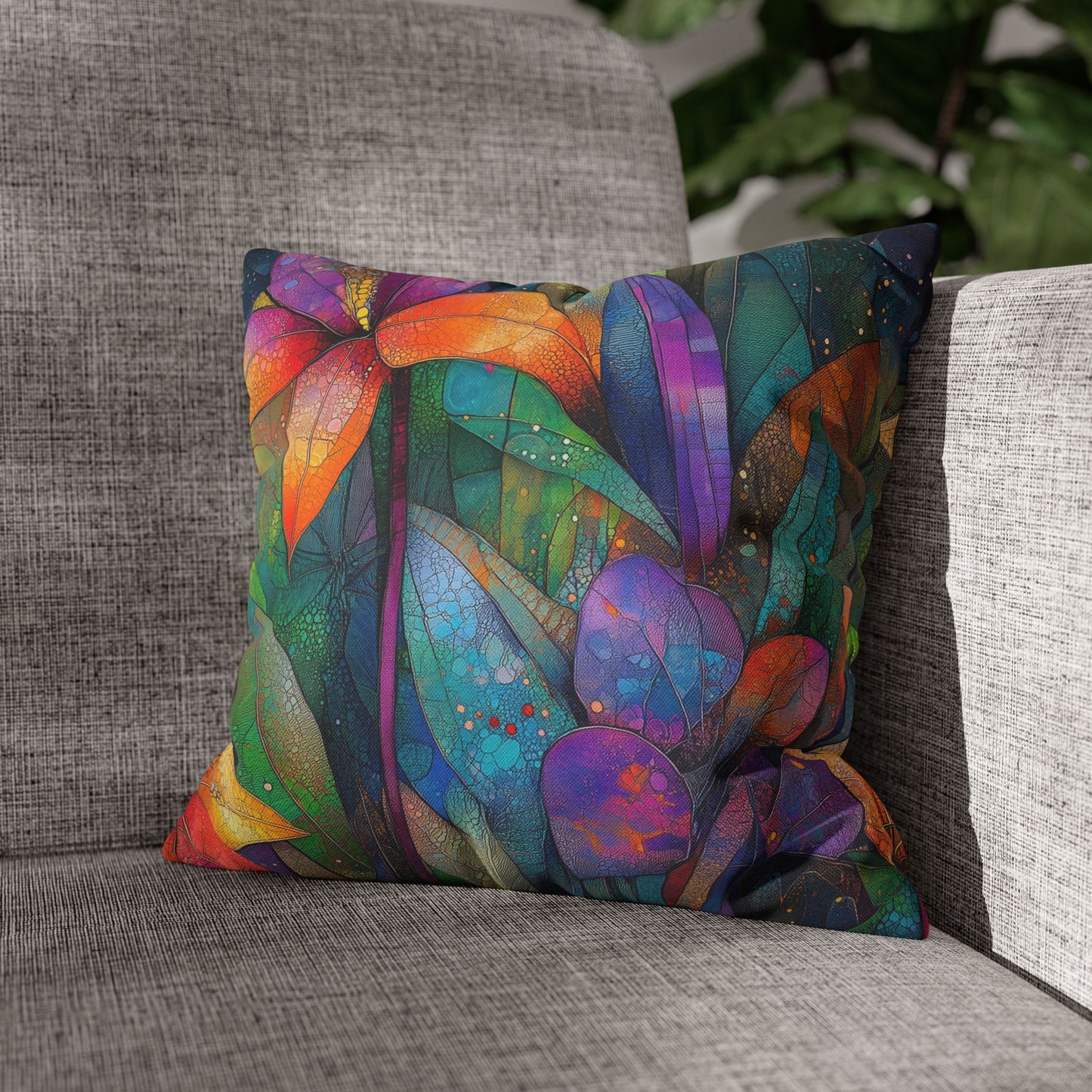 Kaleidoscopic Garden- Square Polyester Pillowcase