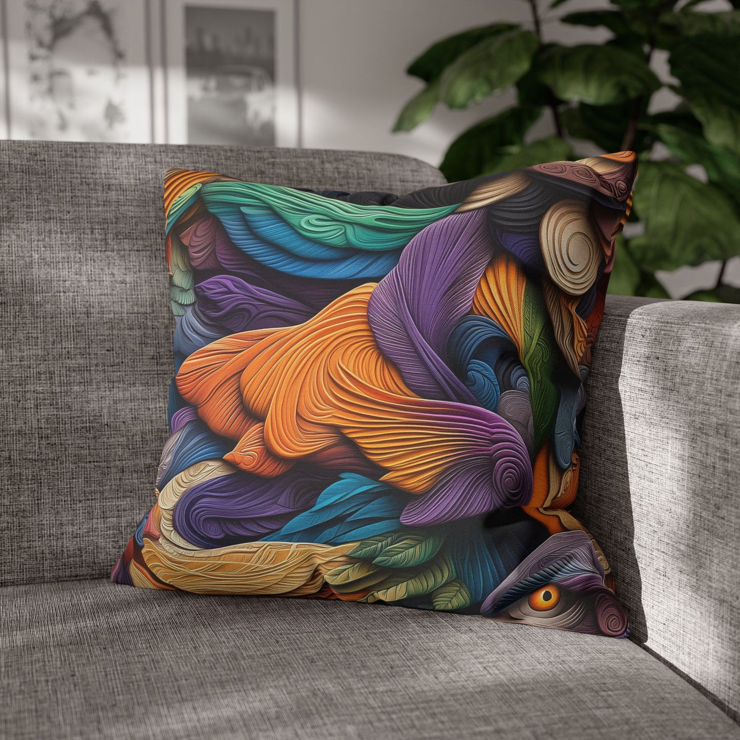Feathered Fantasia- Square Polyester Pillowcase