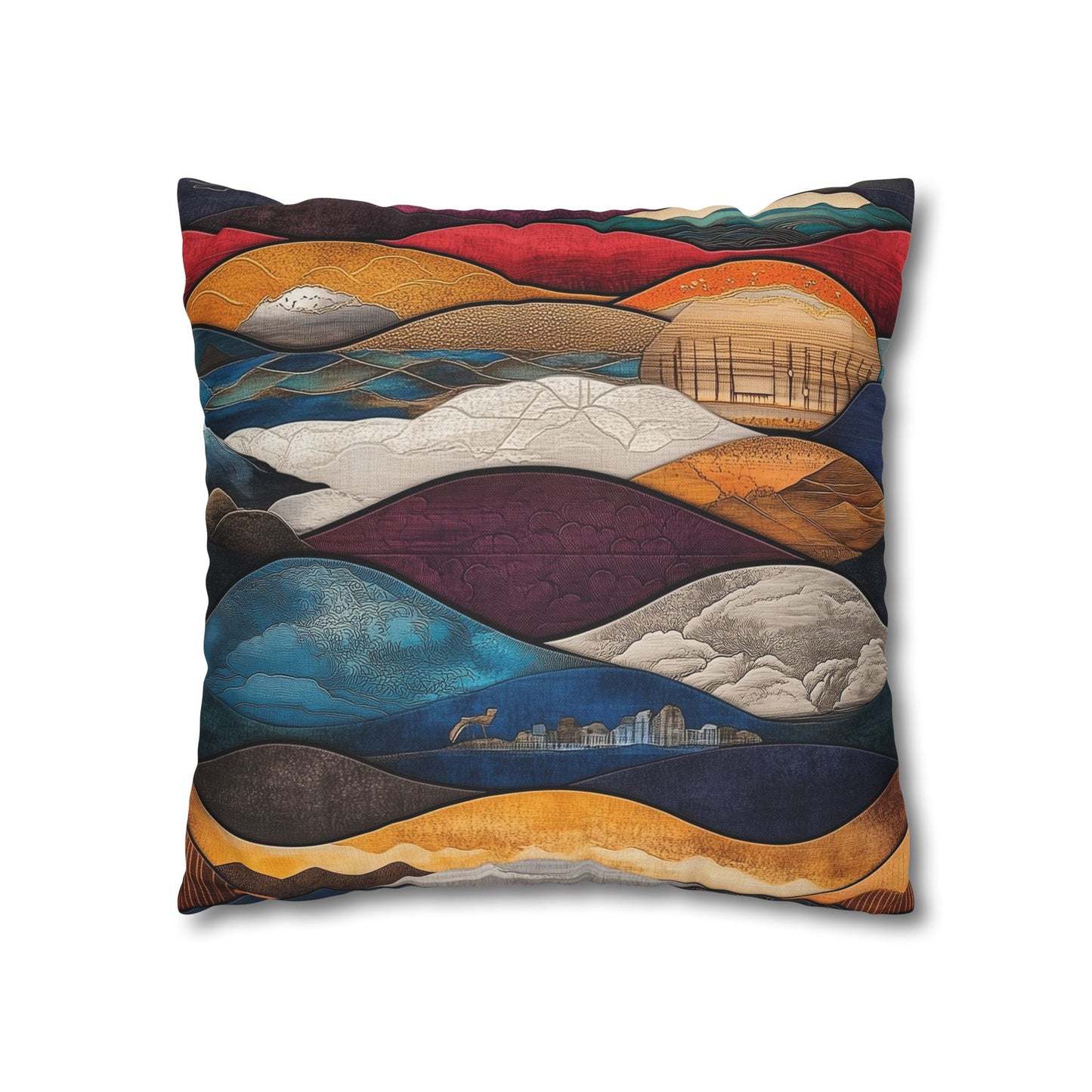 Waves of Color - Square Polyester Pillowcase