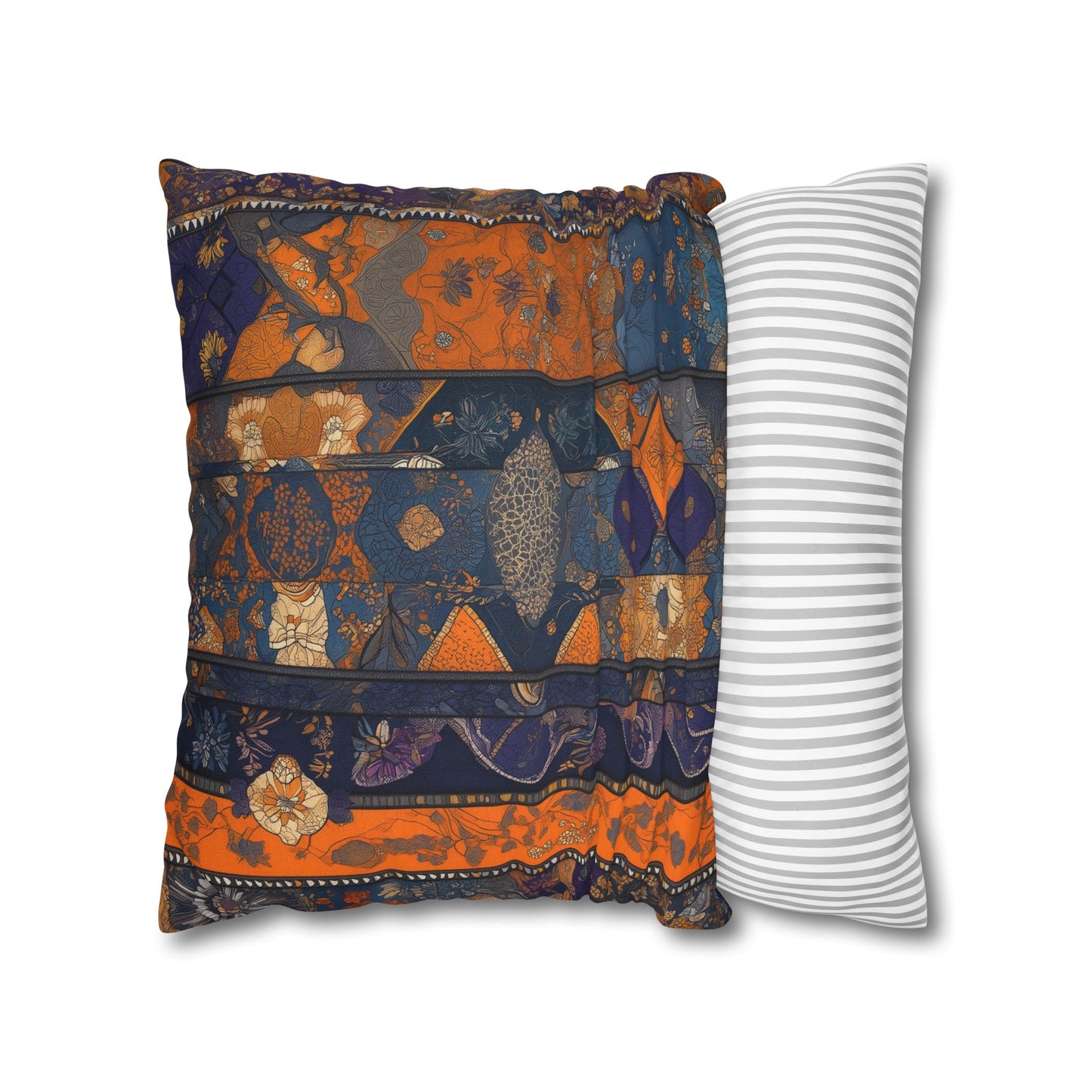 Geometric Blooms- Square Polyester Pillowcase